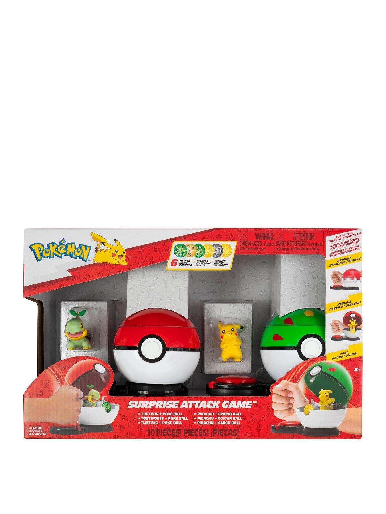 Pokemon Surprise Attack Game - 2-Inch Turtwig with Poke Ball and 2-Inch Pikachu with Friend Ball plus Six Attack Discs