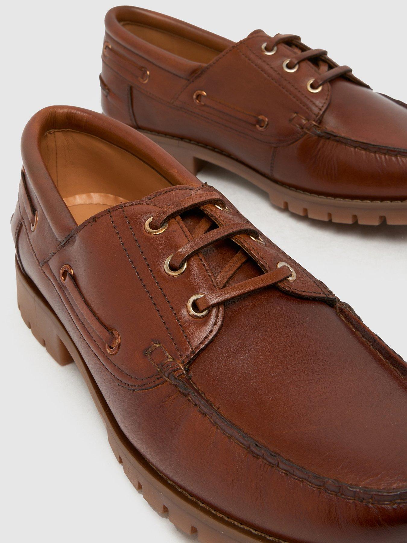 Image 3 of 4 of Schuh Paris Leather Boat Shoe - Brown