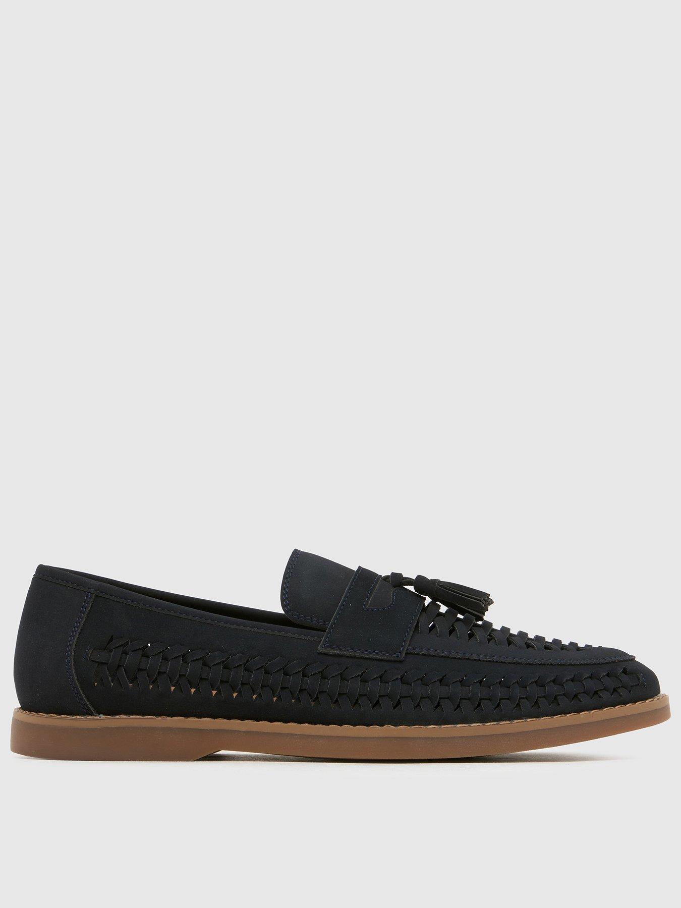 front image of schuh-robbie-woven-loafer-navy