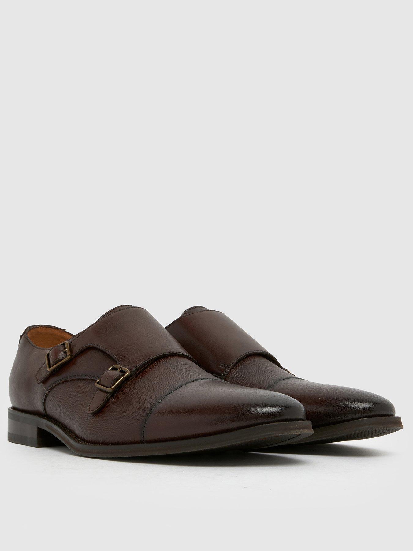  image of schuh-rocky-leather-monk-shoe-brown