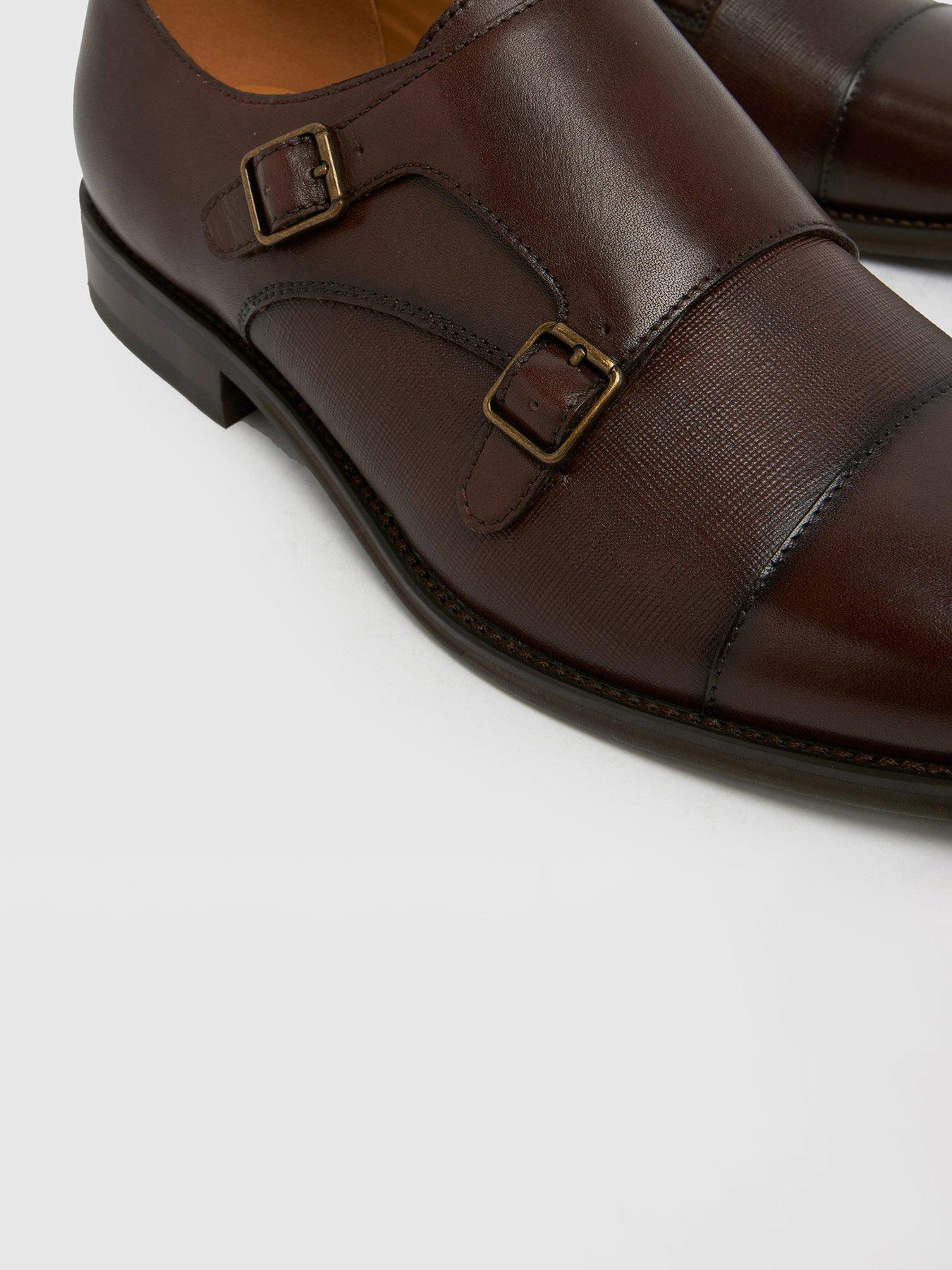  image of schuh-rocky-leather-monk-shoe-brown