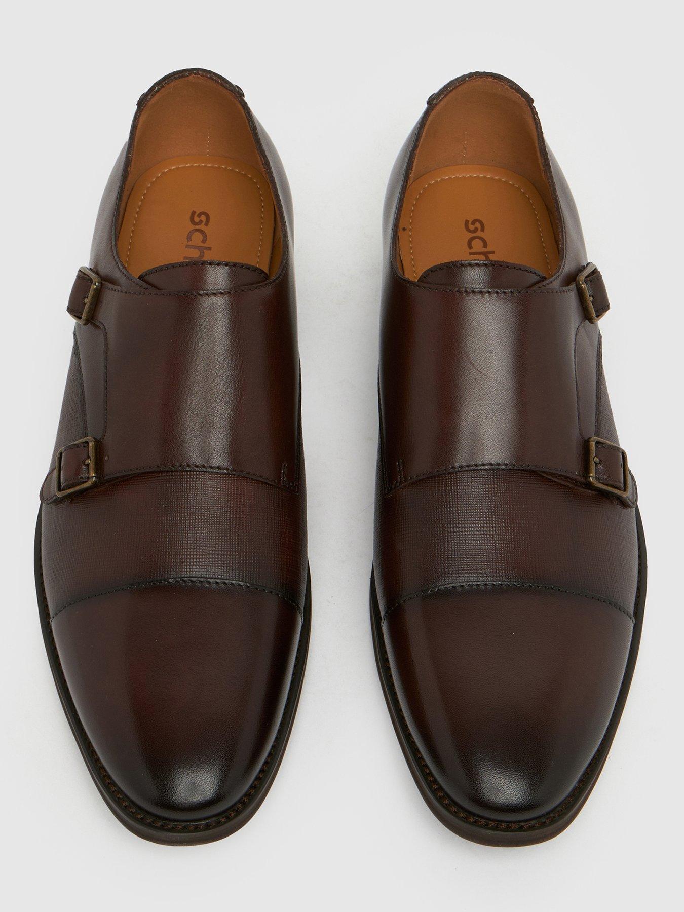  image of schuh-rocky-leather-monk-shoe-brown
