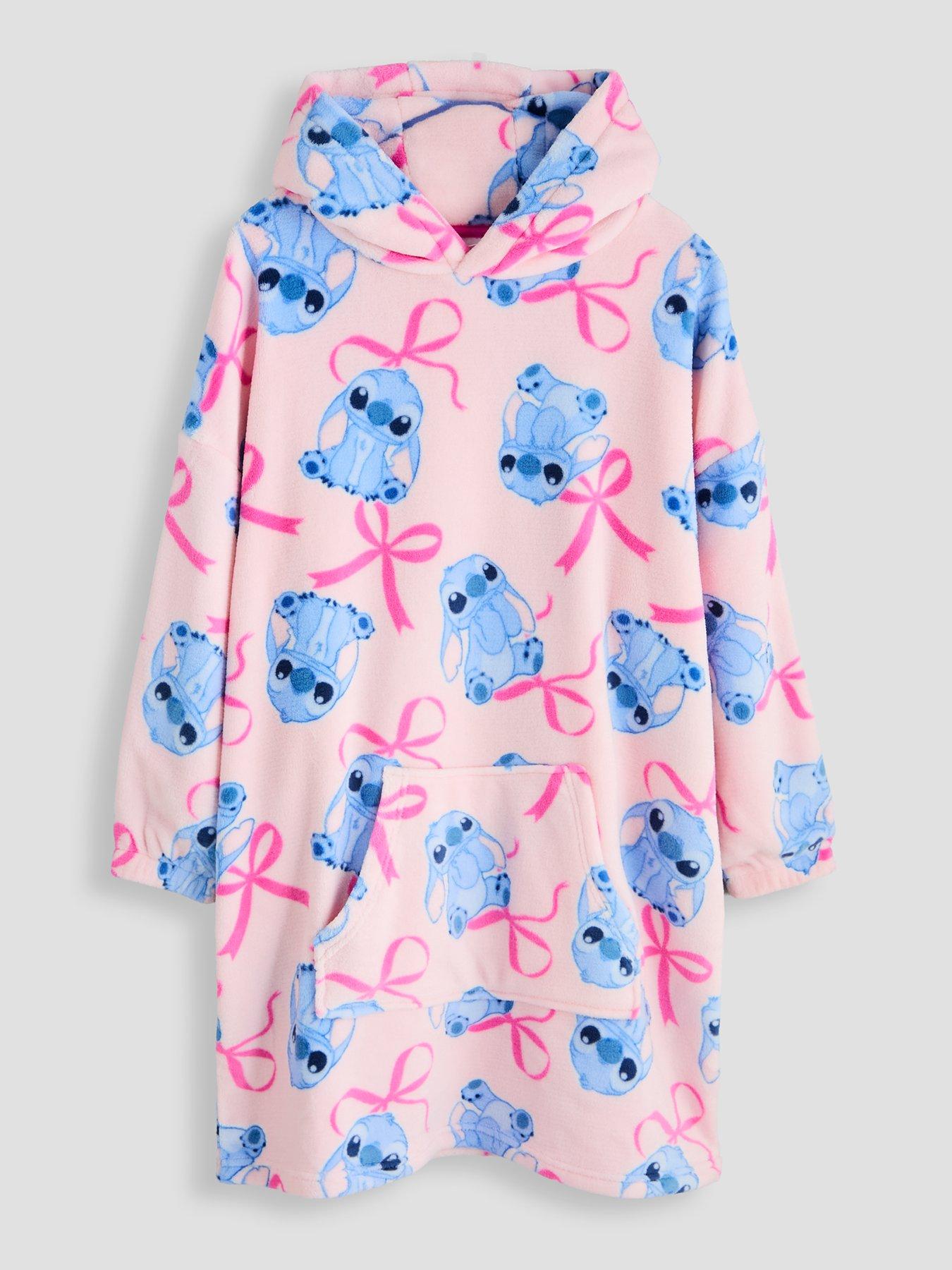 Image 1 of 5 of The Very Collection Girls Lilo &amp; Stitch Soft Fleece Hooded Blanket - Pink