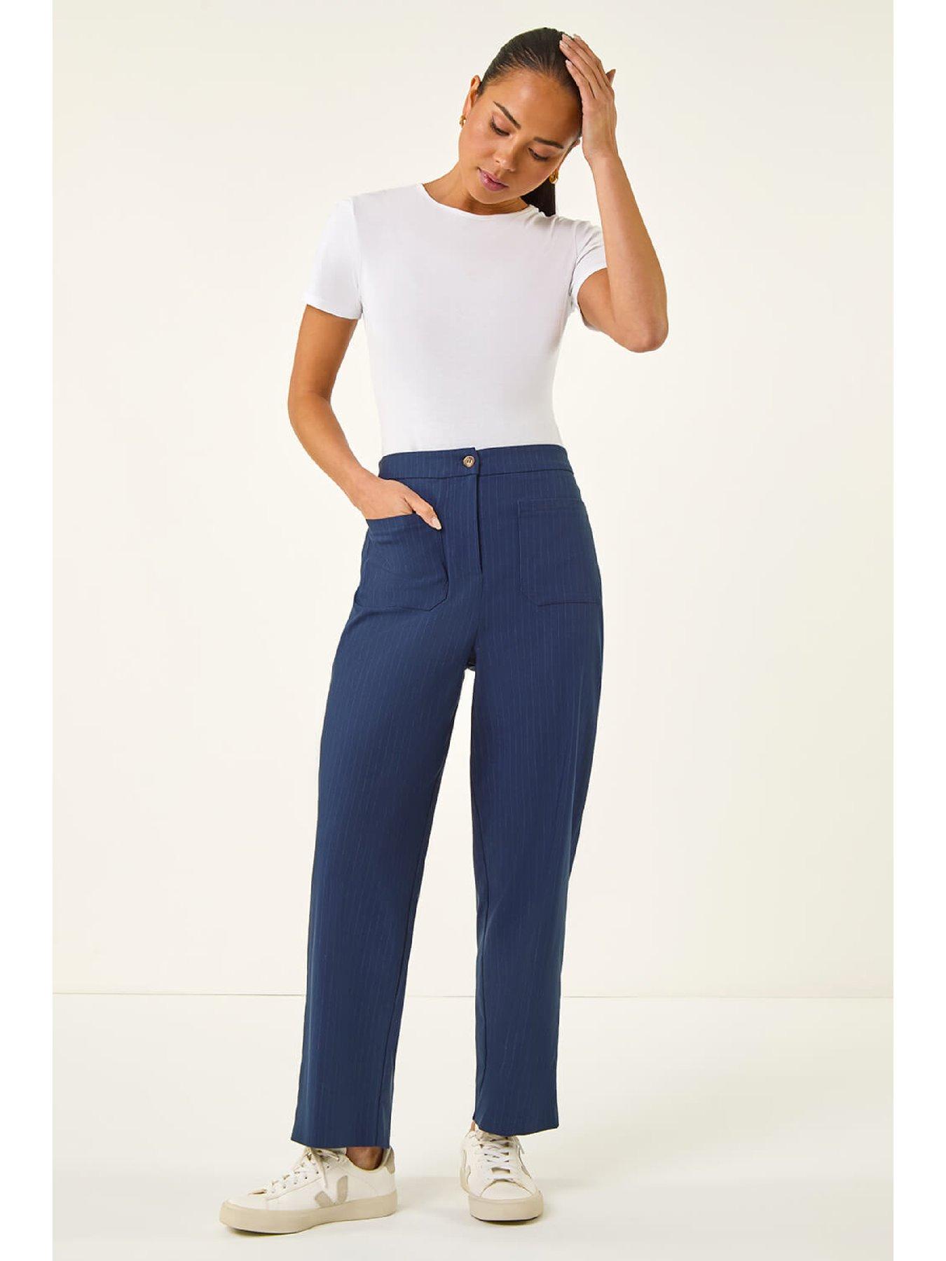  image of roman-stripe-print-bengaline-stretch-trouser