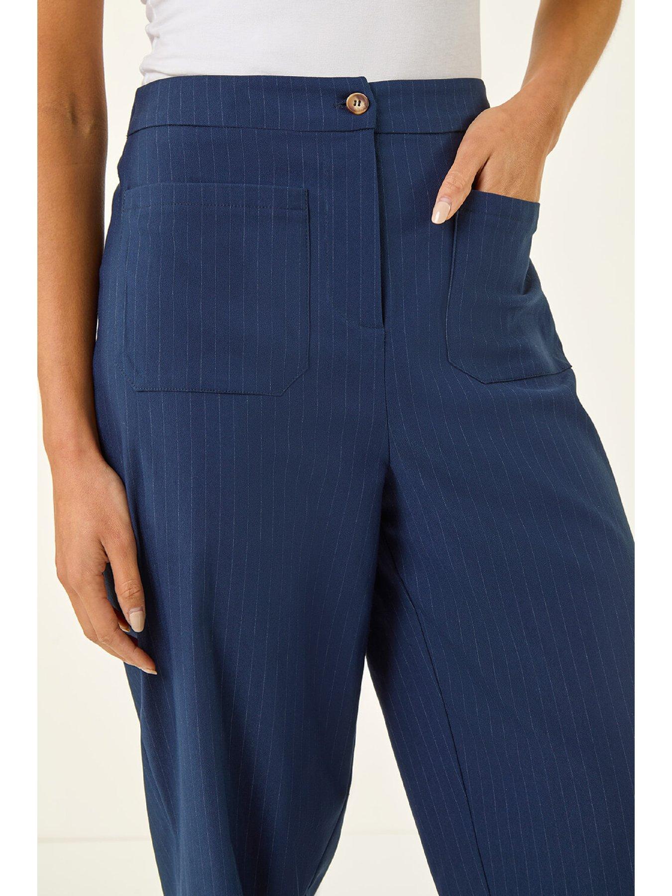  image of roman-stripe-print-bengaline-stretch-trouser
