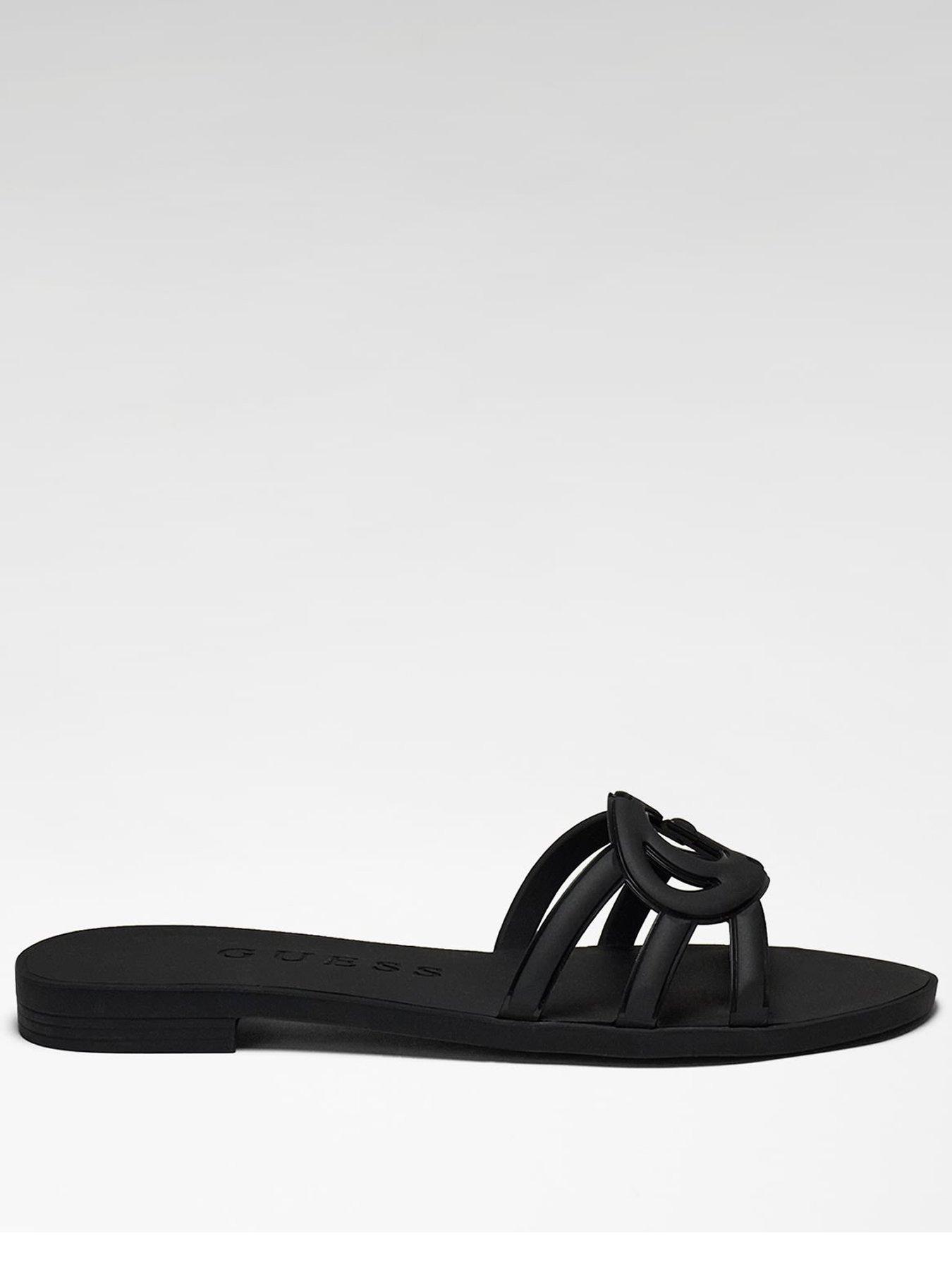 Image 1 of 4 of Guess Elyho2 Logo Flat Slide Sandal