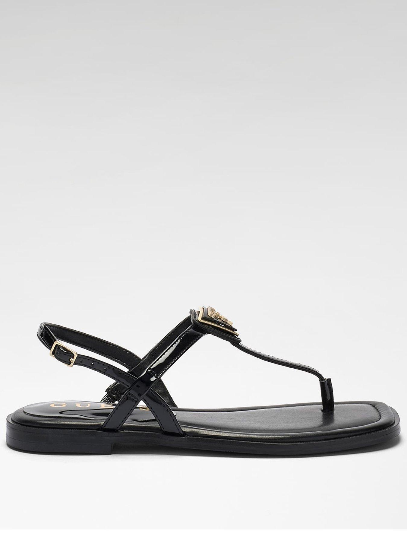 Guess Rainey Toe Post Flat Sandal - Black