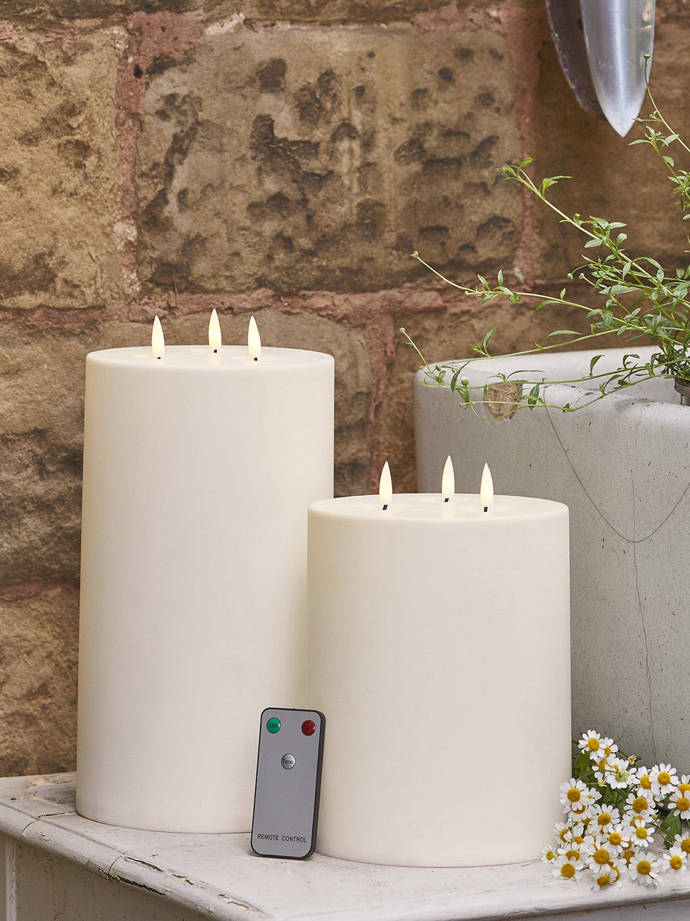 Lights4Fun TruGlow 3 Wick Waterproof Outdoor Candle 20cm