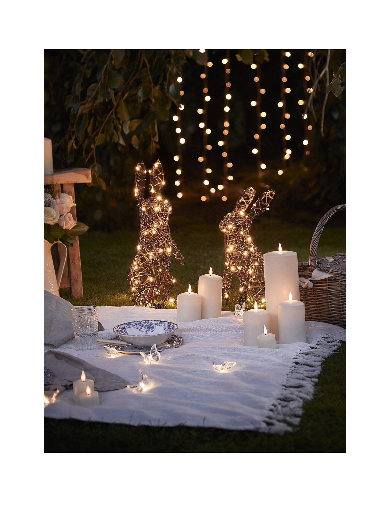 image of lights4fun-rattan-bunny-garden-light-duo