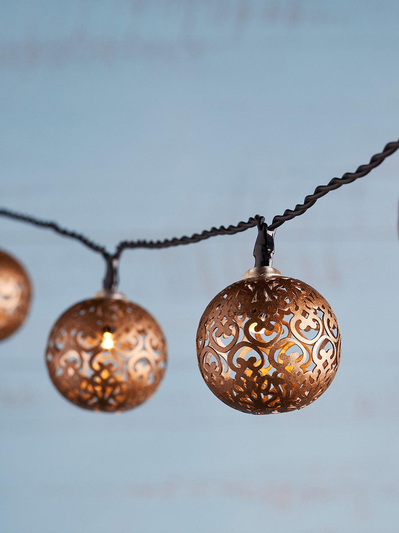 Lights4Fun 16 Bronze Solar Moroccan Fairy Lights