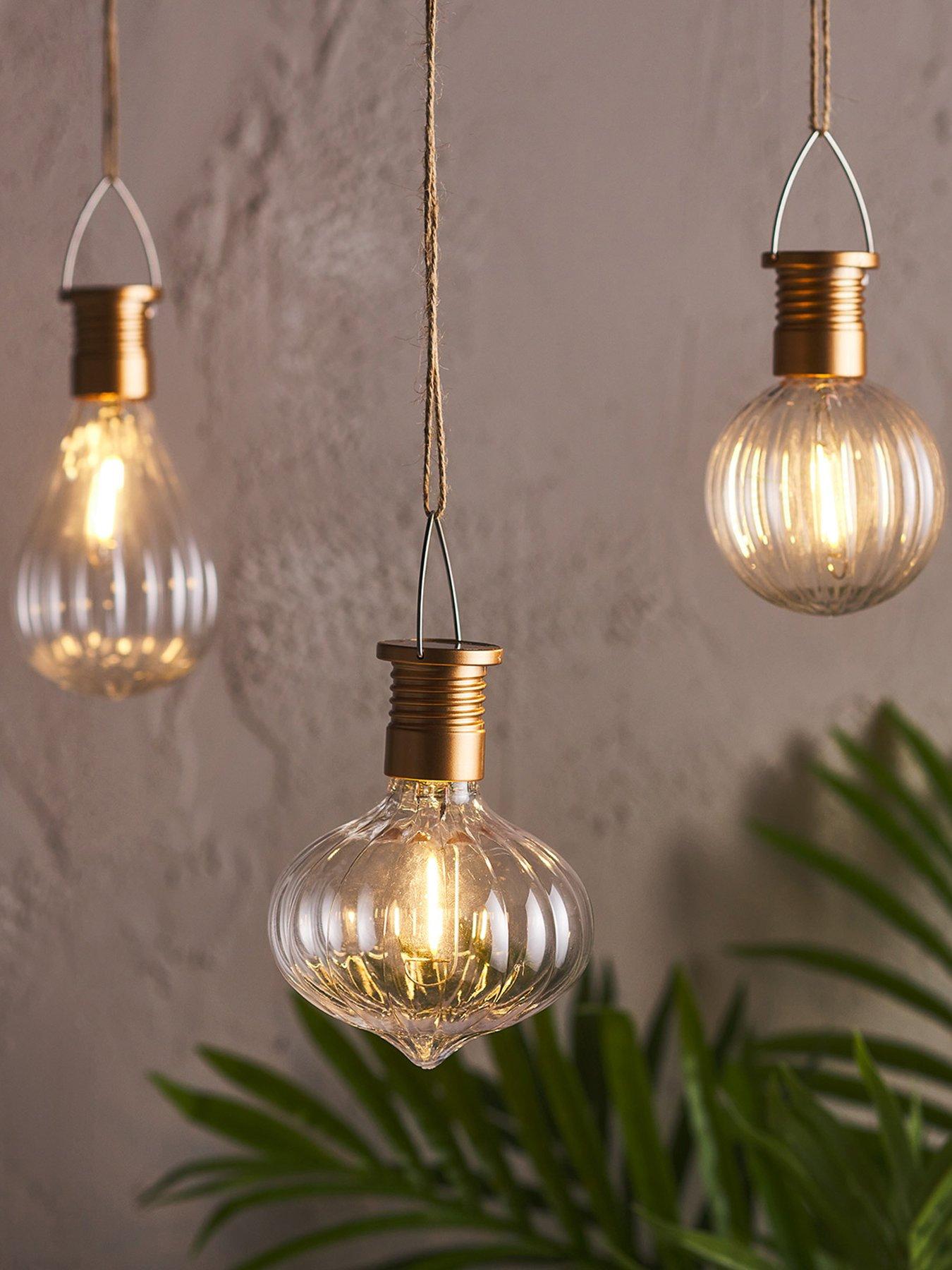 Lights4Fun Set of 3 Warm White Hanging Solar Lights