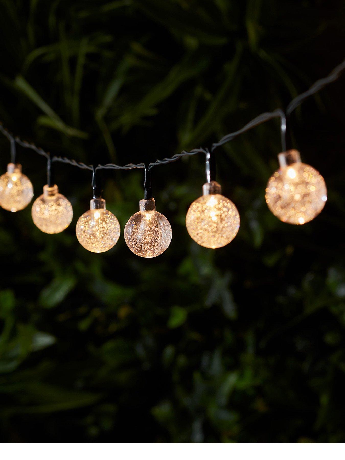 40 Warm White Bubble Solar Fairy Lights