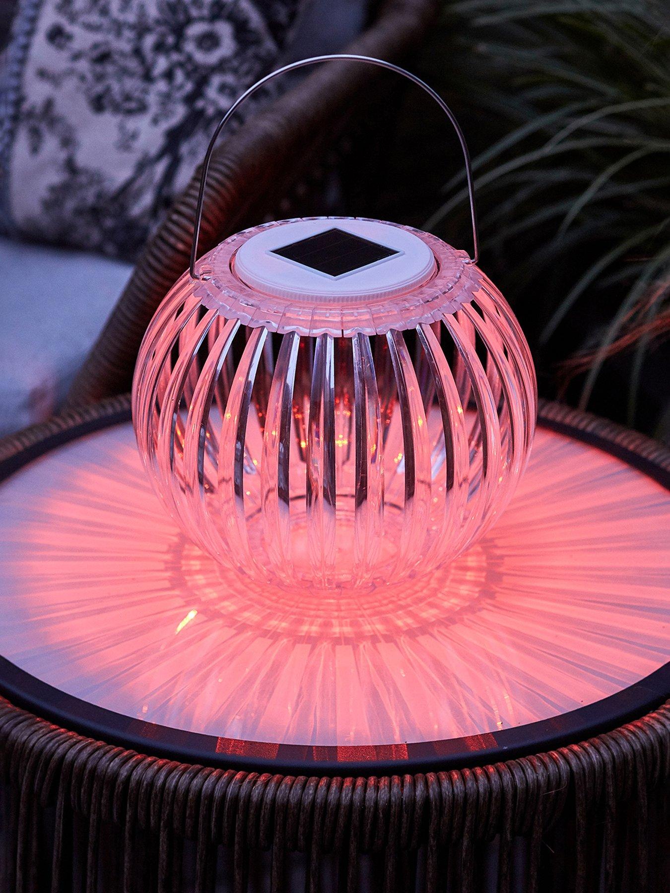  image of lights4fun-colour-changing-solar-hanging-lantern