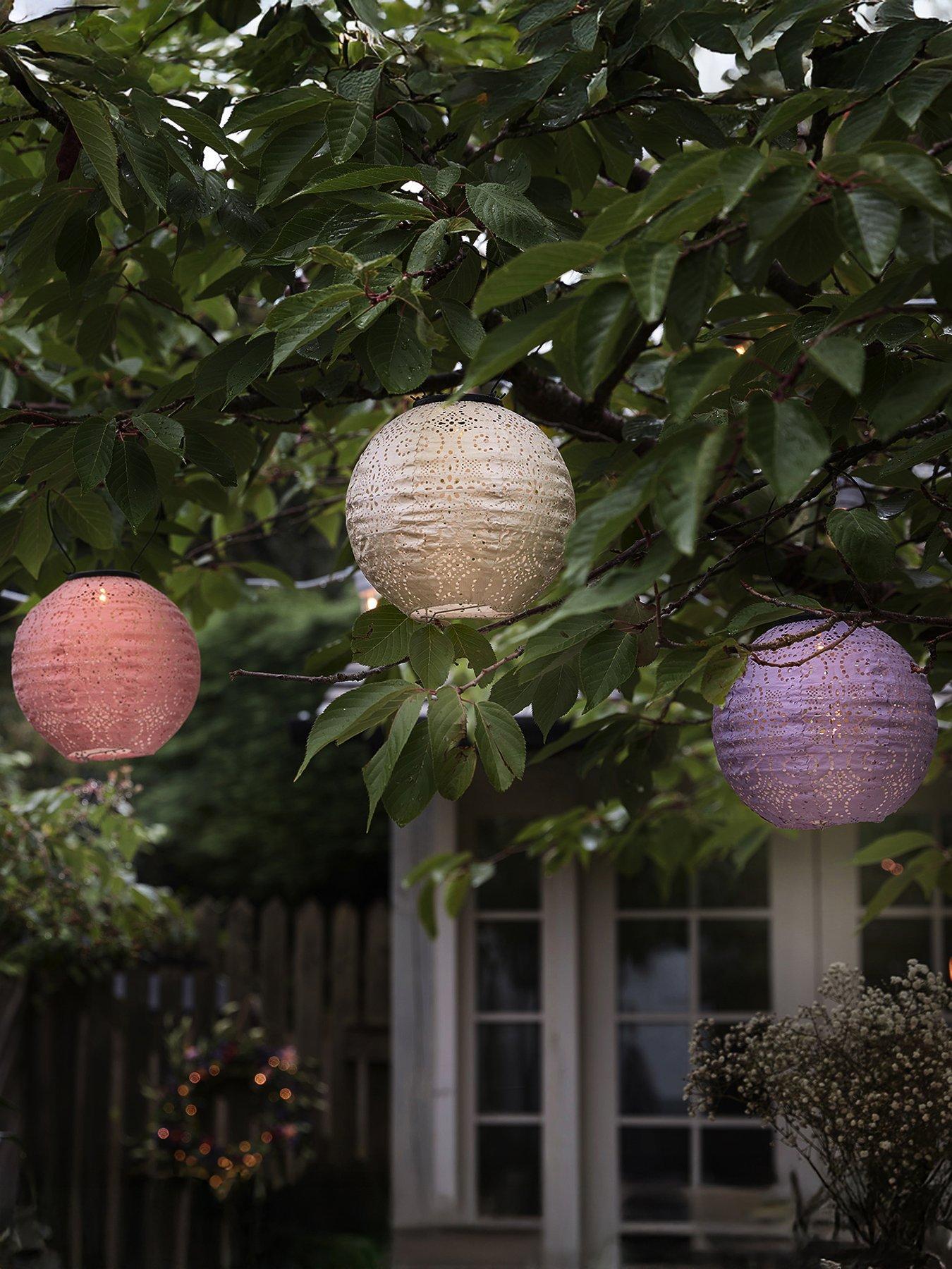 Lights4Fun Set of 3 Pastel Tyvek Lanterns