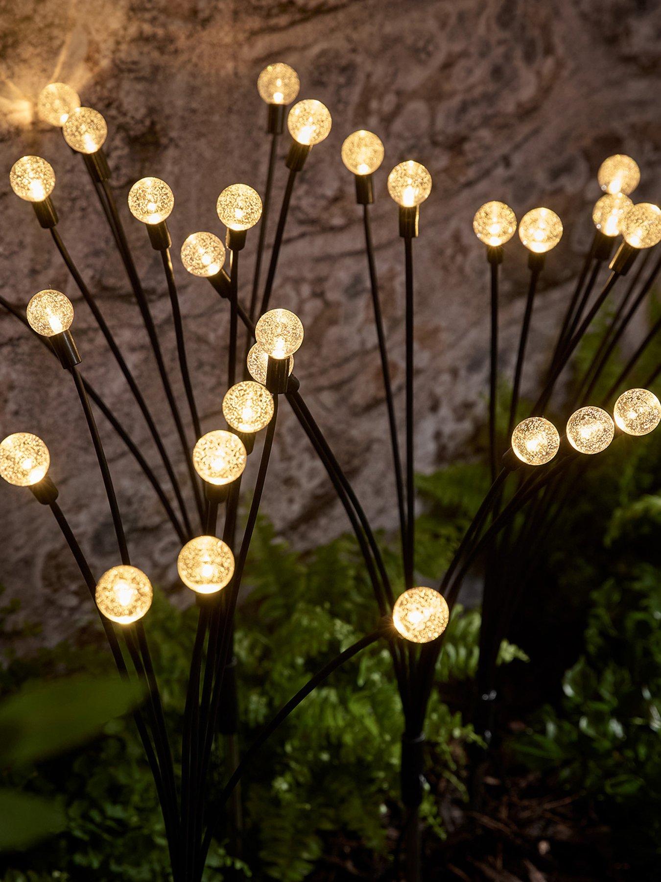 Lights4Fun Set of 4 Wavy Bubble Solar Stake Lights