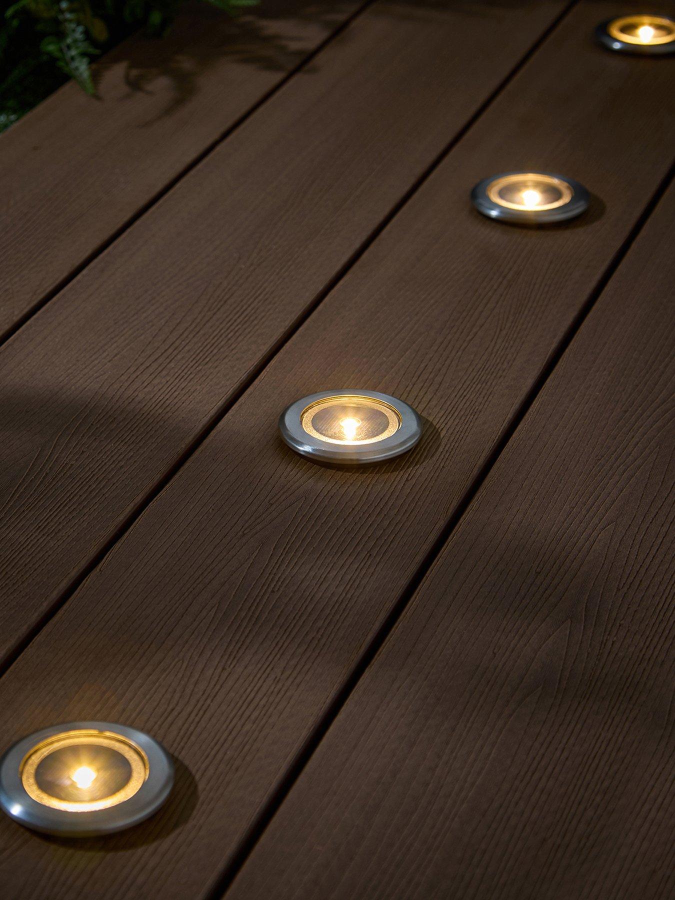 Image 1 of 2 of Lights4Fun Set of 4 Solar Decking Spot LIghts