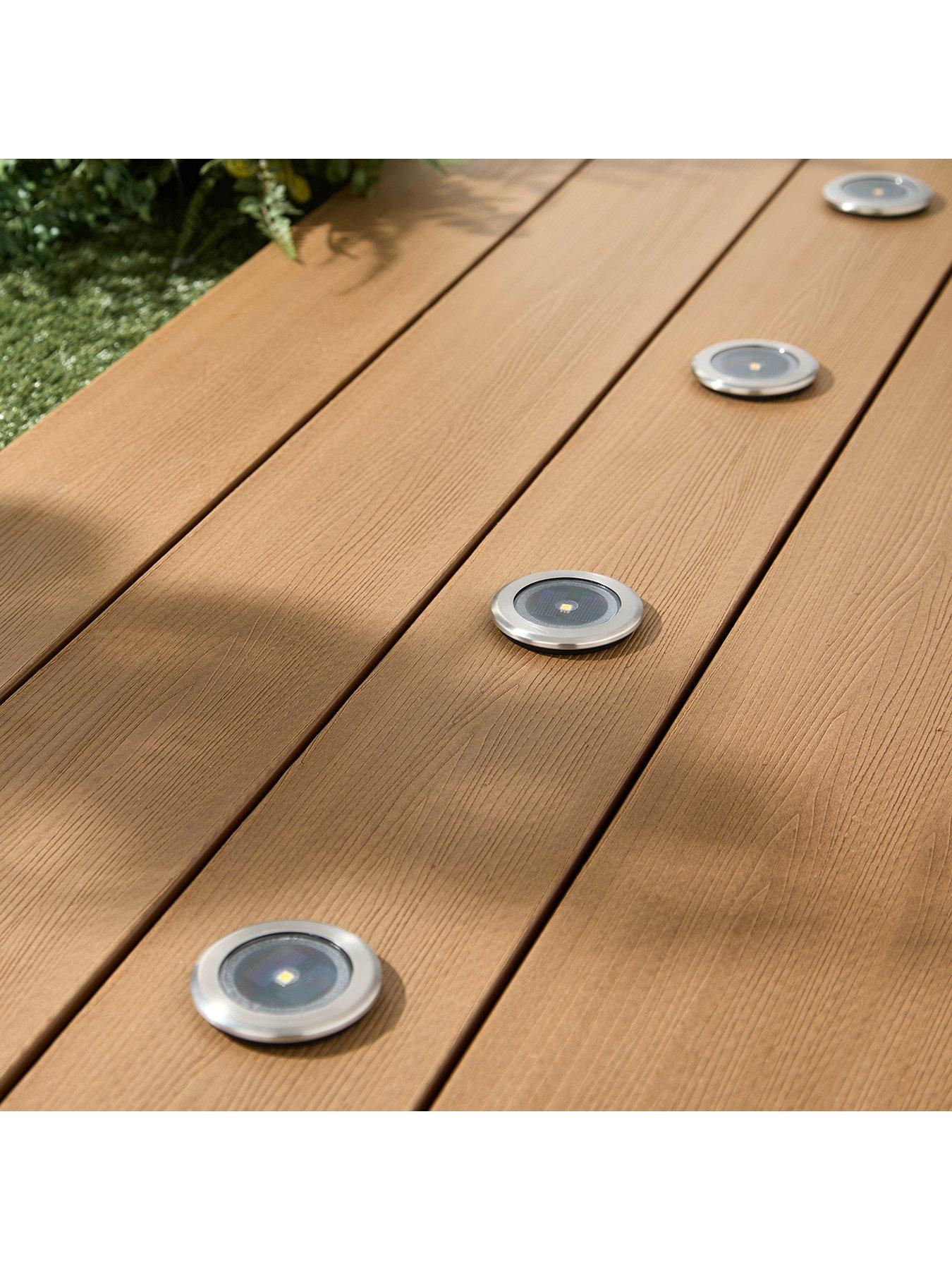 Image 5 of 6 of Lights4Fun Set of 4 Solar Decking SpotlIghts
