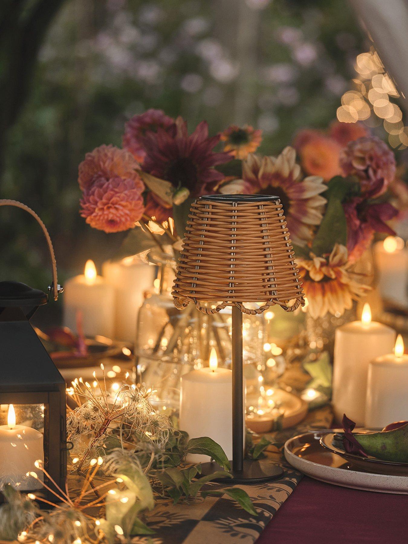  image of lights4fun-solar-table-lamp-bamboo-tbc