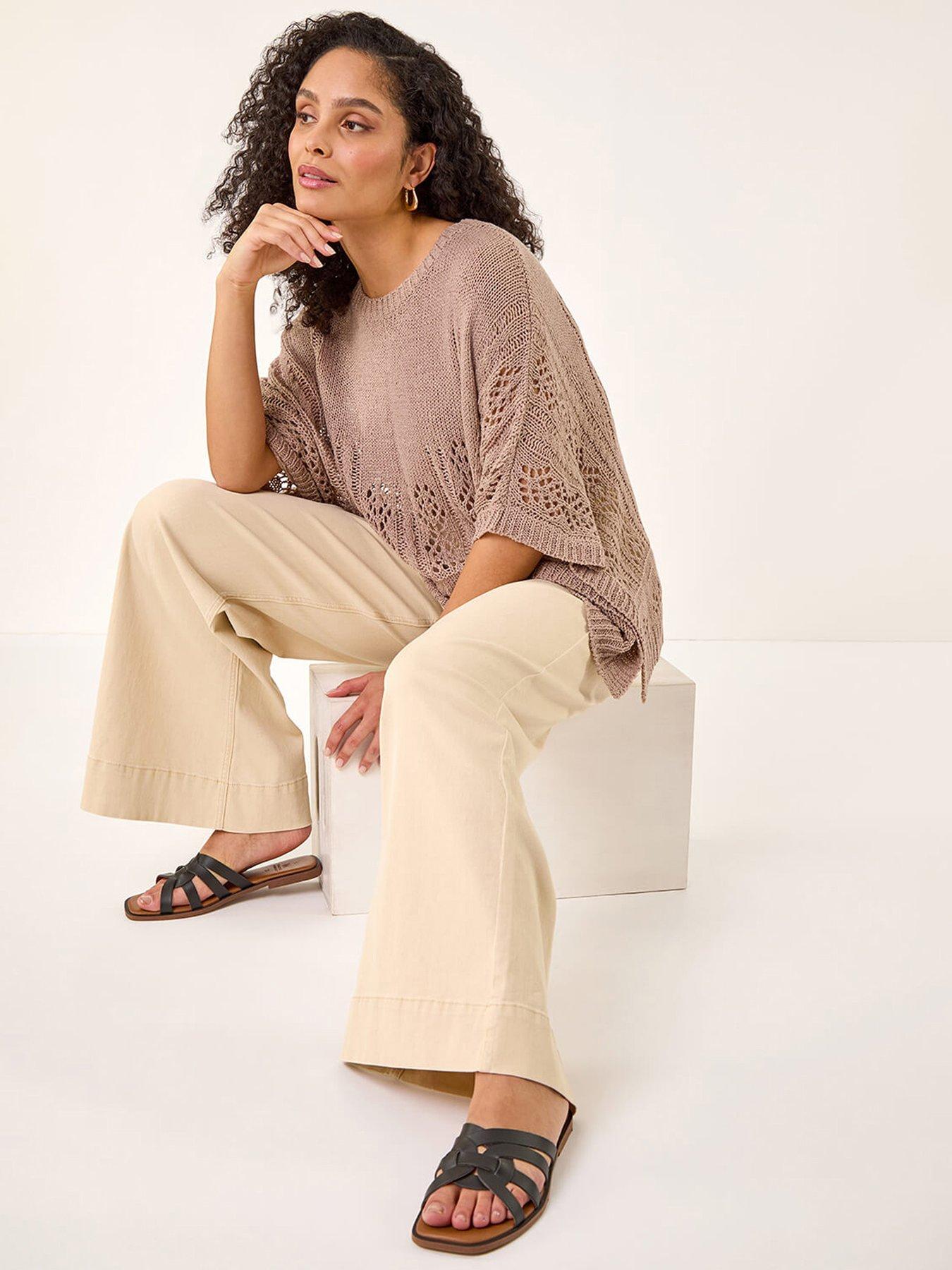 Image 4 of 5 of Roman Cotton Stretch Wide Leg Jean