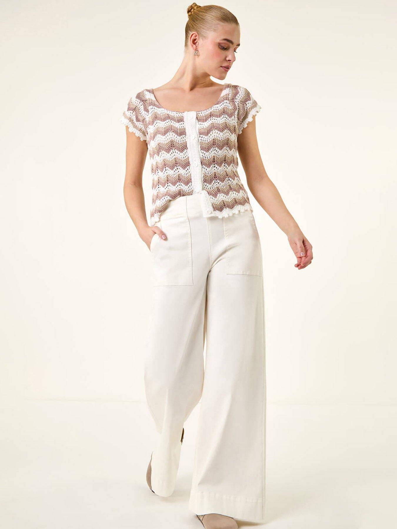 Roman Cotton Stretch Wide Leg Jean