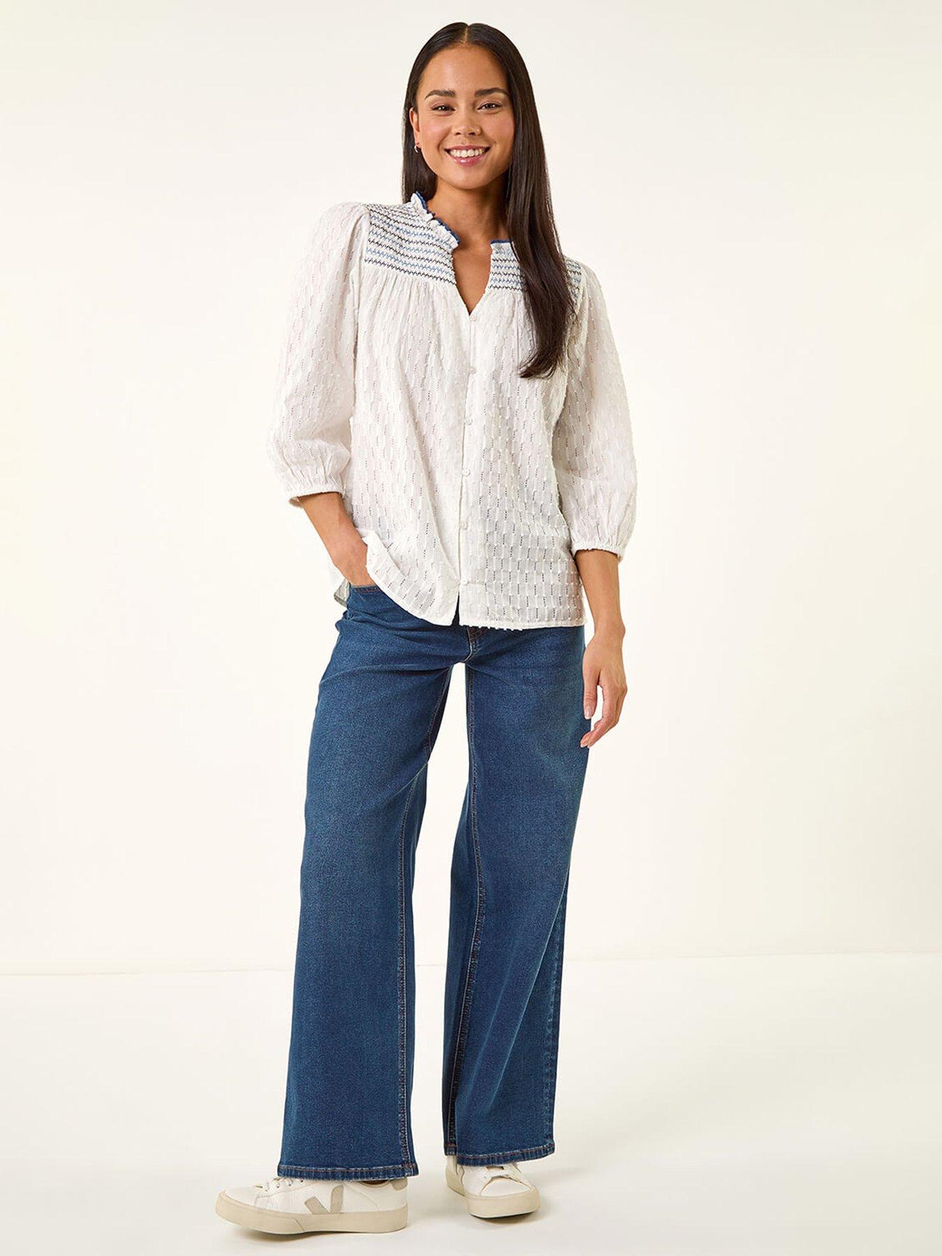 Image 3 of 5 of Roman Petite Smock Buttoned Blouse