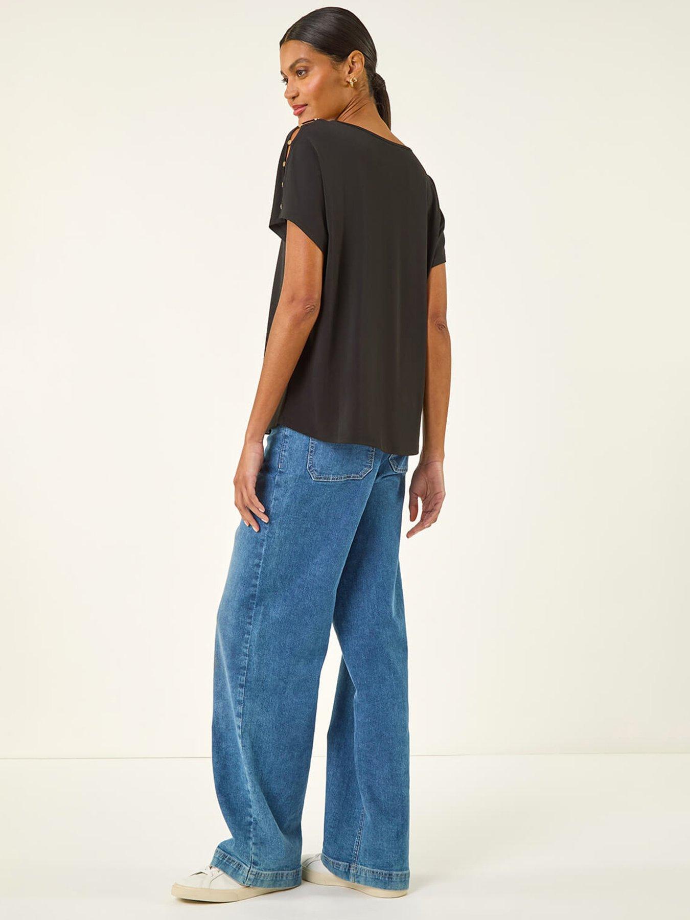 Image 2 of 5 of Roman Cold Shoulder Button Top