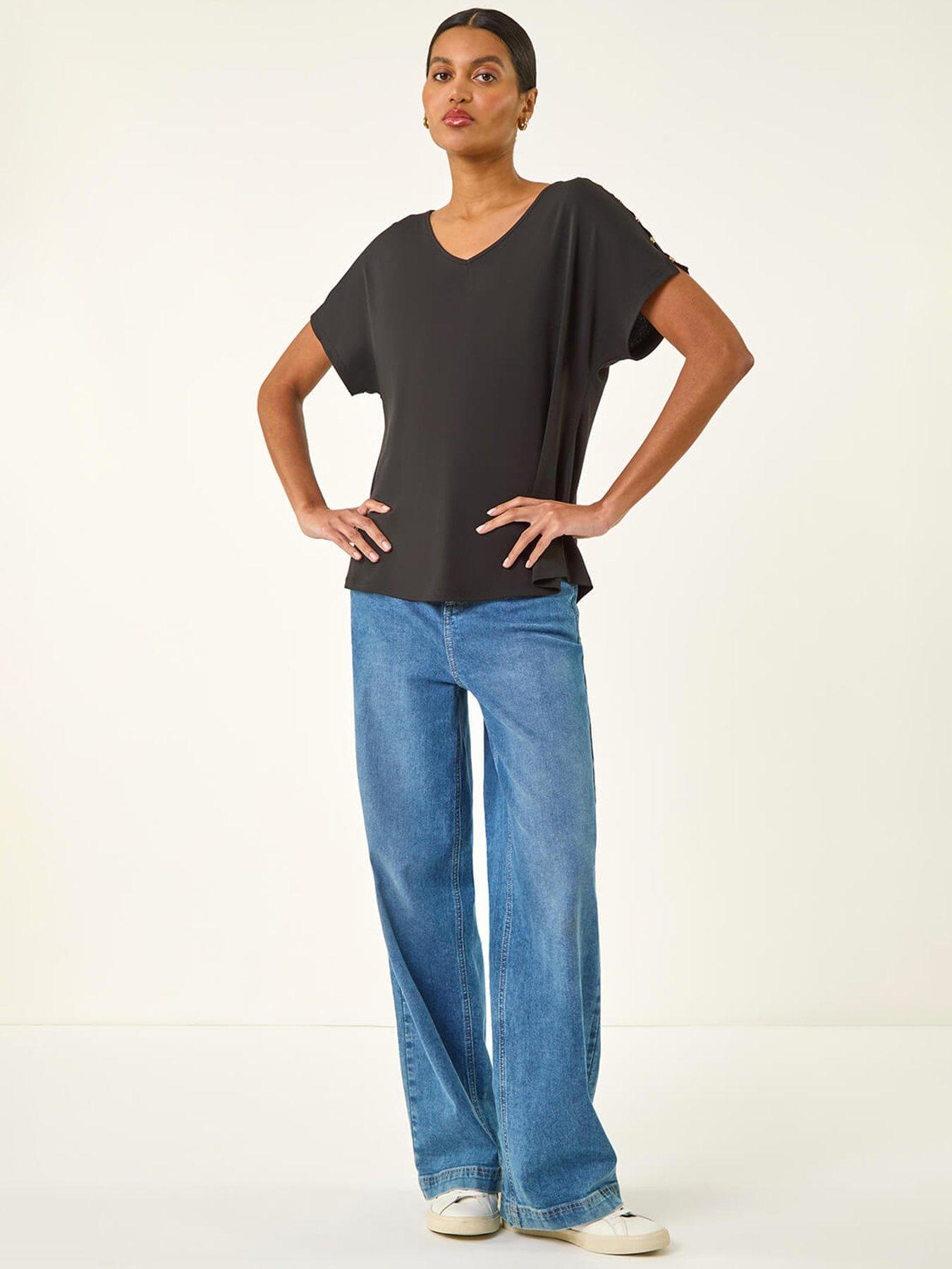 Image 3 of 5 of Roman Cold Shoulder Button Top