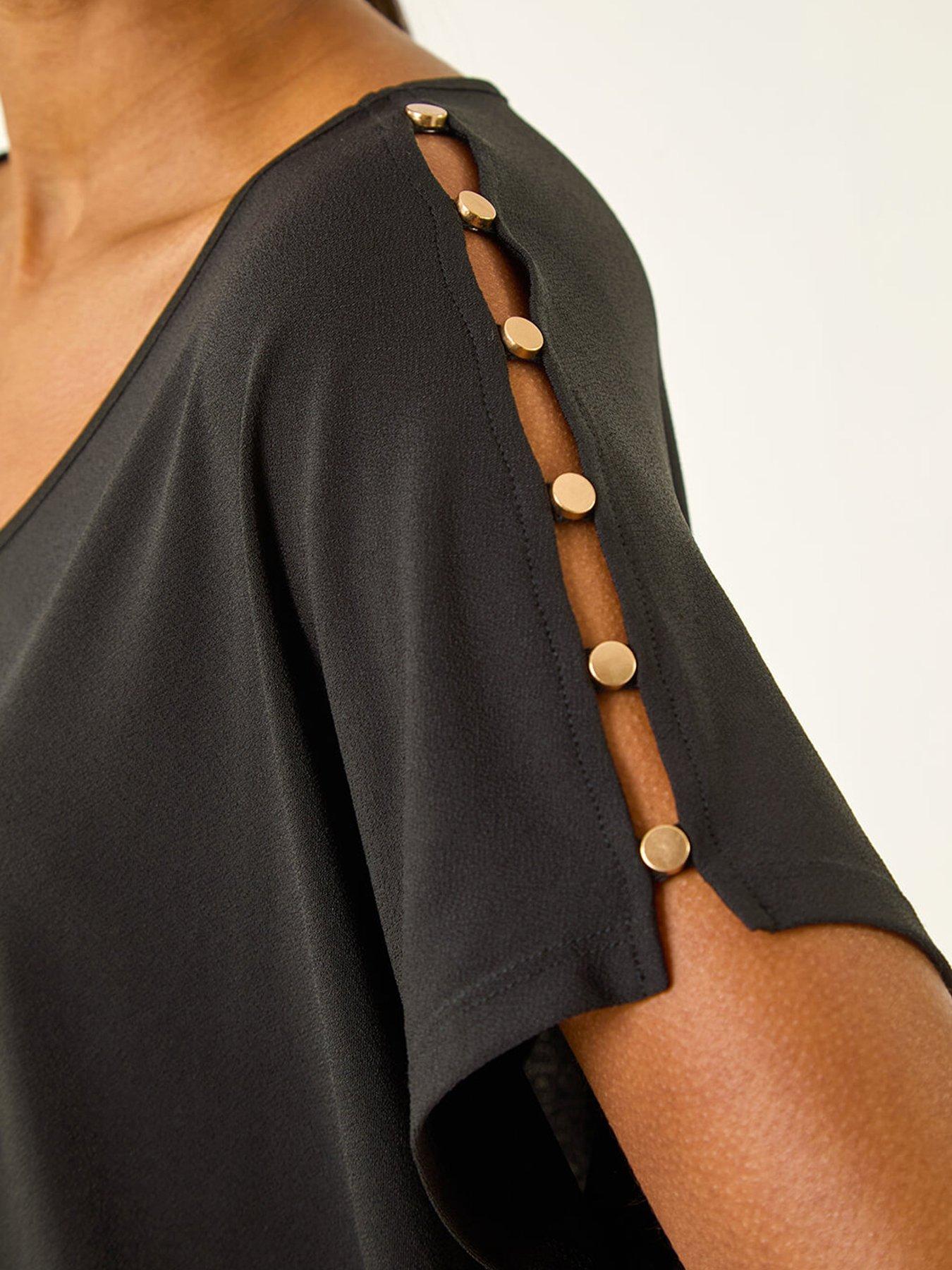 Image 5 of 5 of Roman Cold Shoulder Button Top