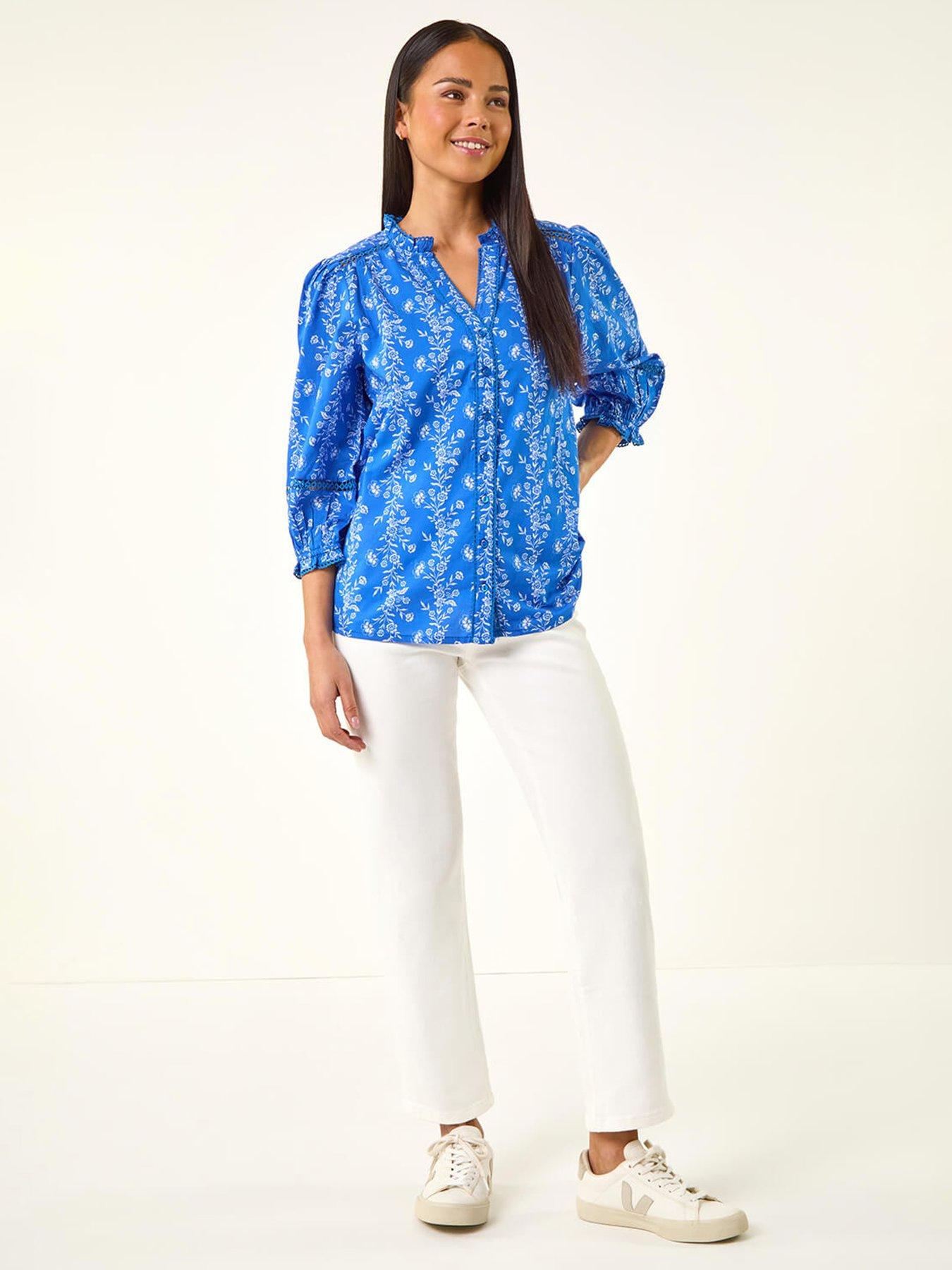Image 3 of 5 of Roman Petite Floral Buttoned Blouse
