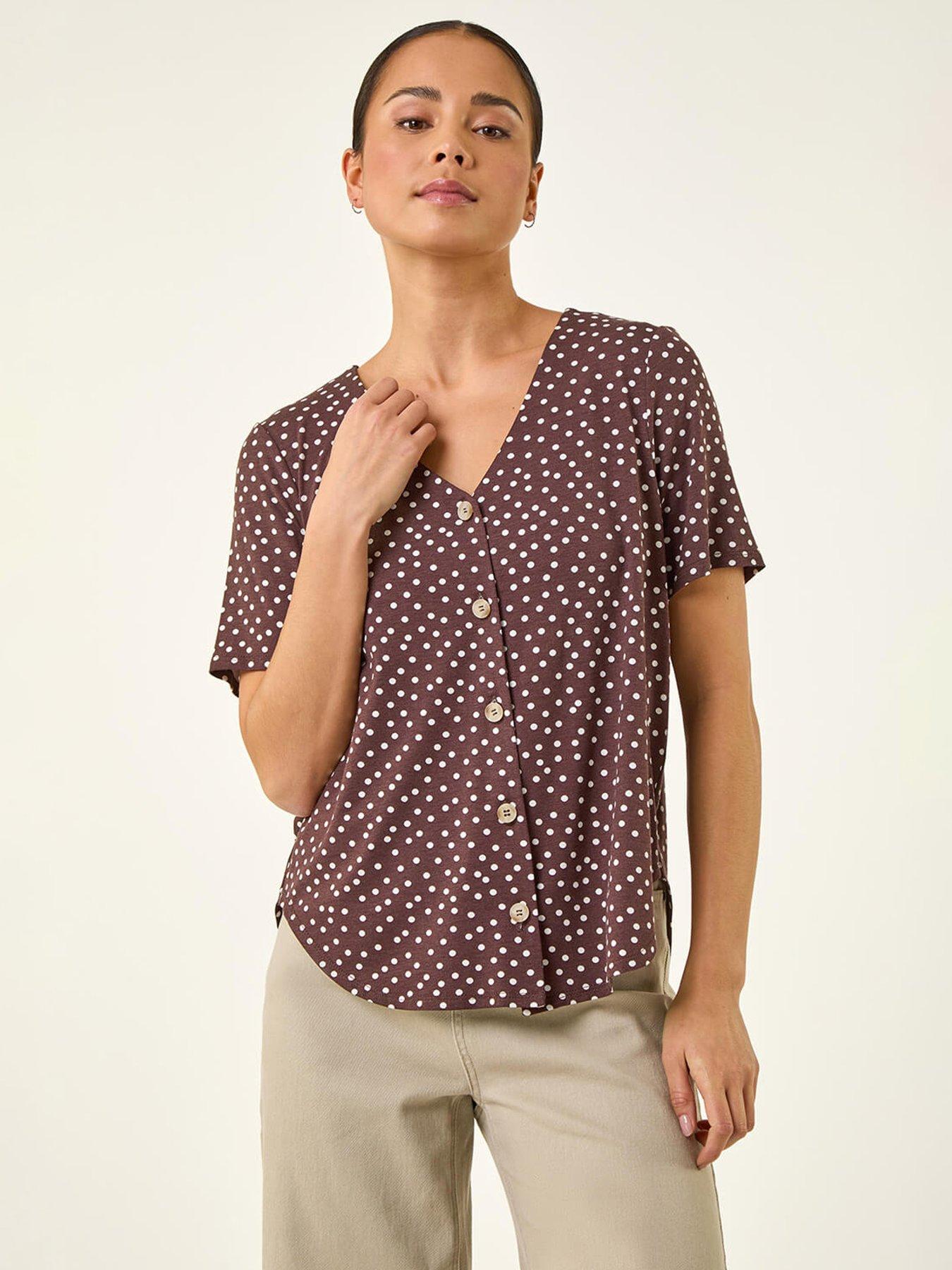 roman-petite-spot-v-neck-blouse