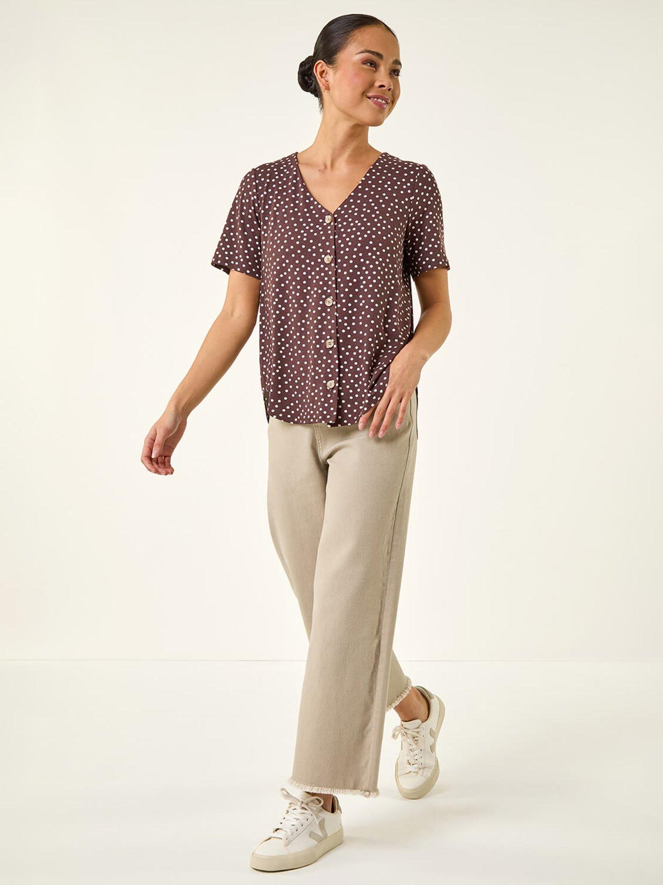  image of roman-petite-spot-v-neck-blouse