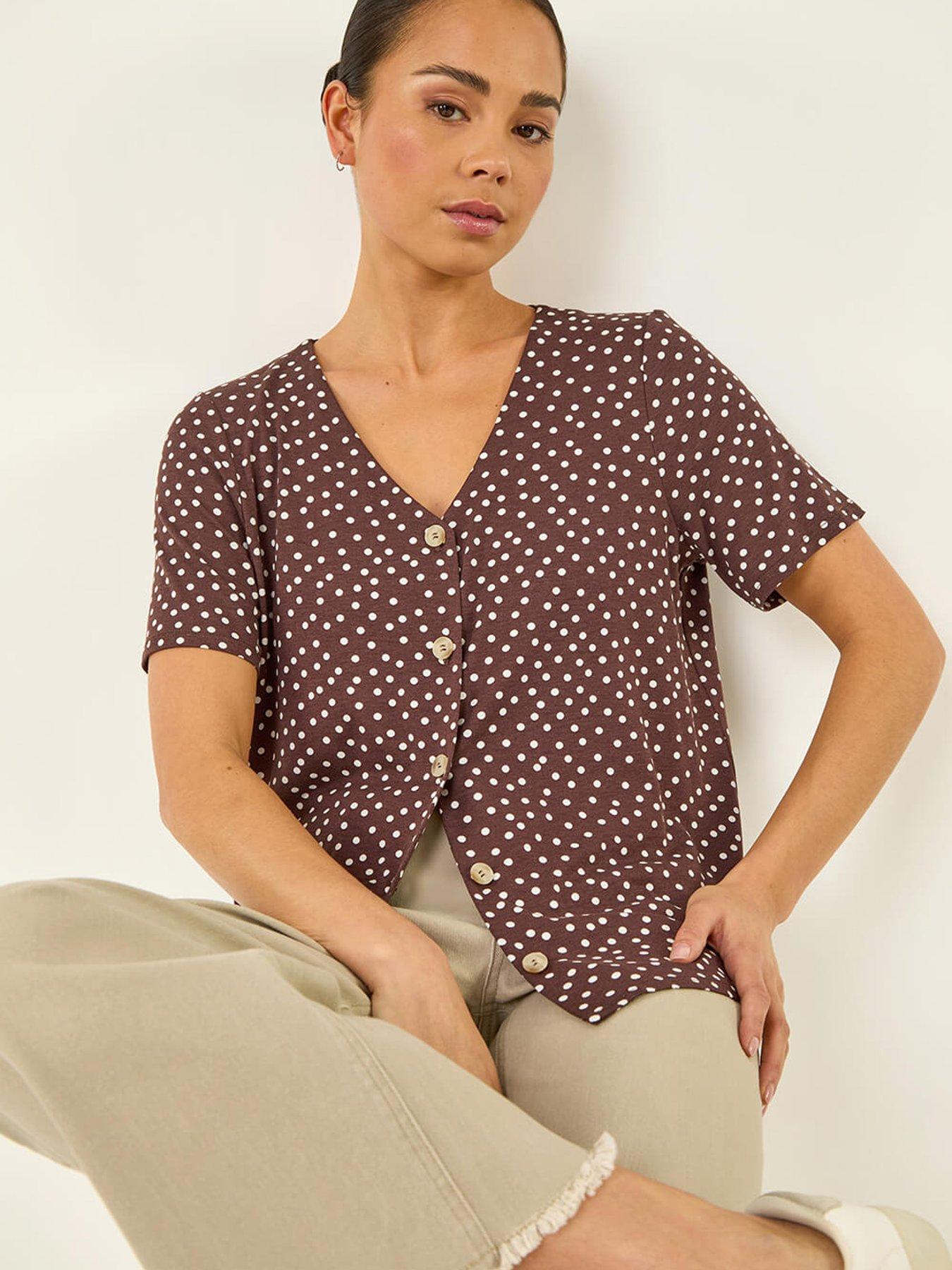  image of roman-petite-spot-v-neck-blouse