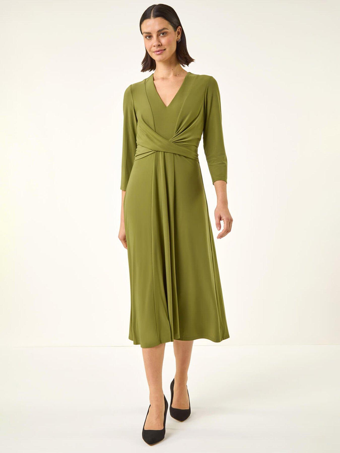 Image 3 of 5 of Roman Stretch Crossover Midi Dress