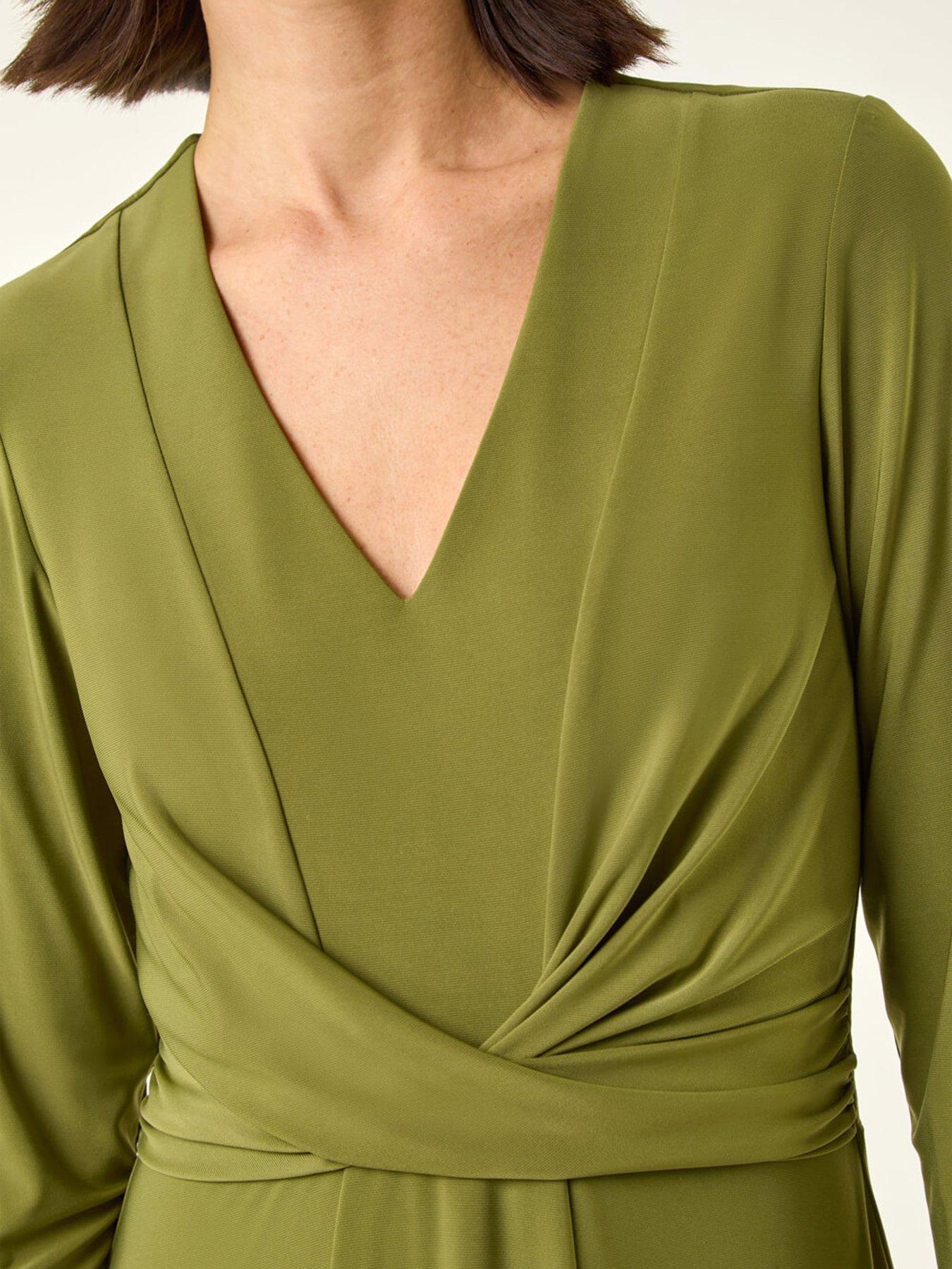 Image 5 of 5 of Roman Stretch Crossover Midi Dress