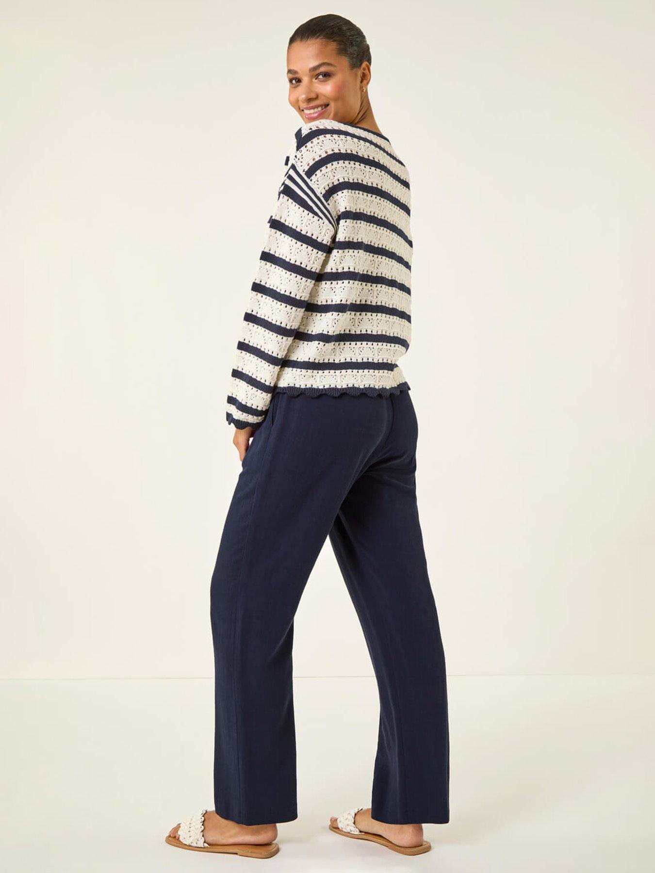  image of roman-stripe-pointelle-knit-jumper