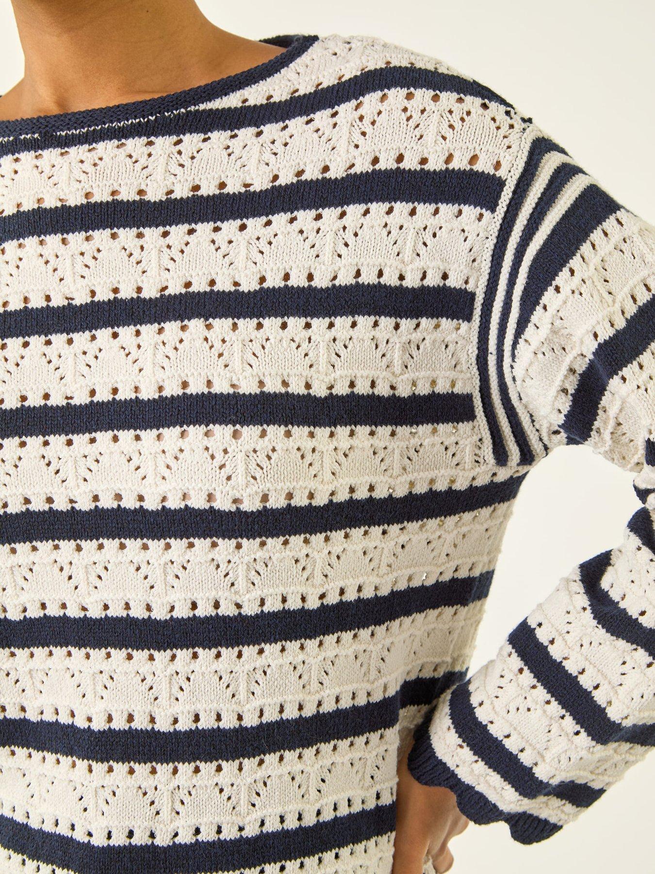  image of roman-stripe-pointelle-knit-jumper