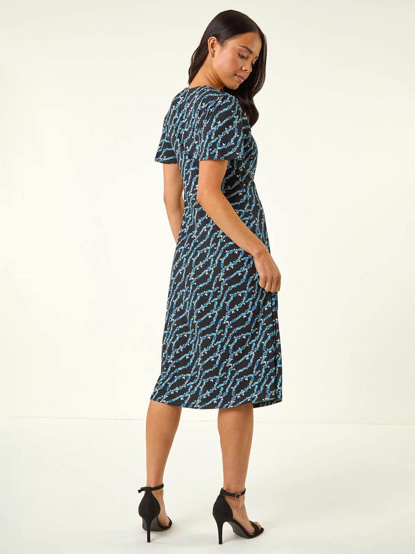  image of roman-petite-butterfly-drawstring-midi-dress