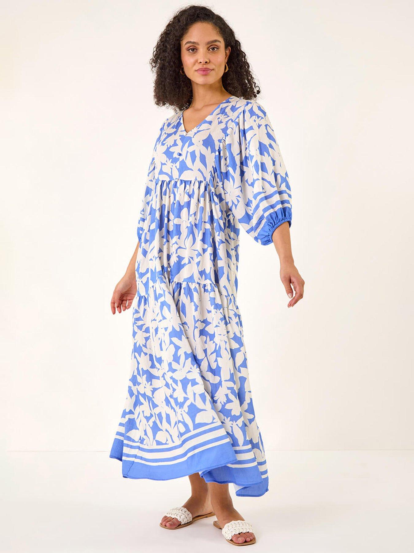 Roman Floral Print V-neck Maxi Dress