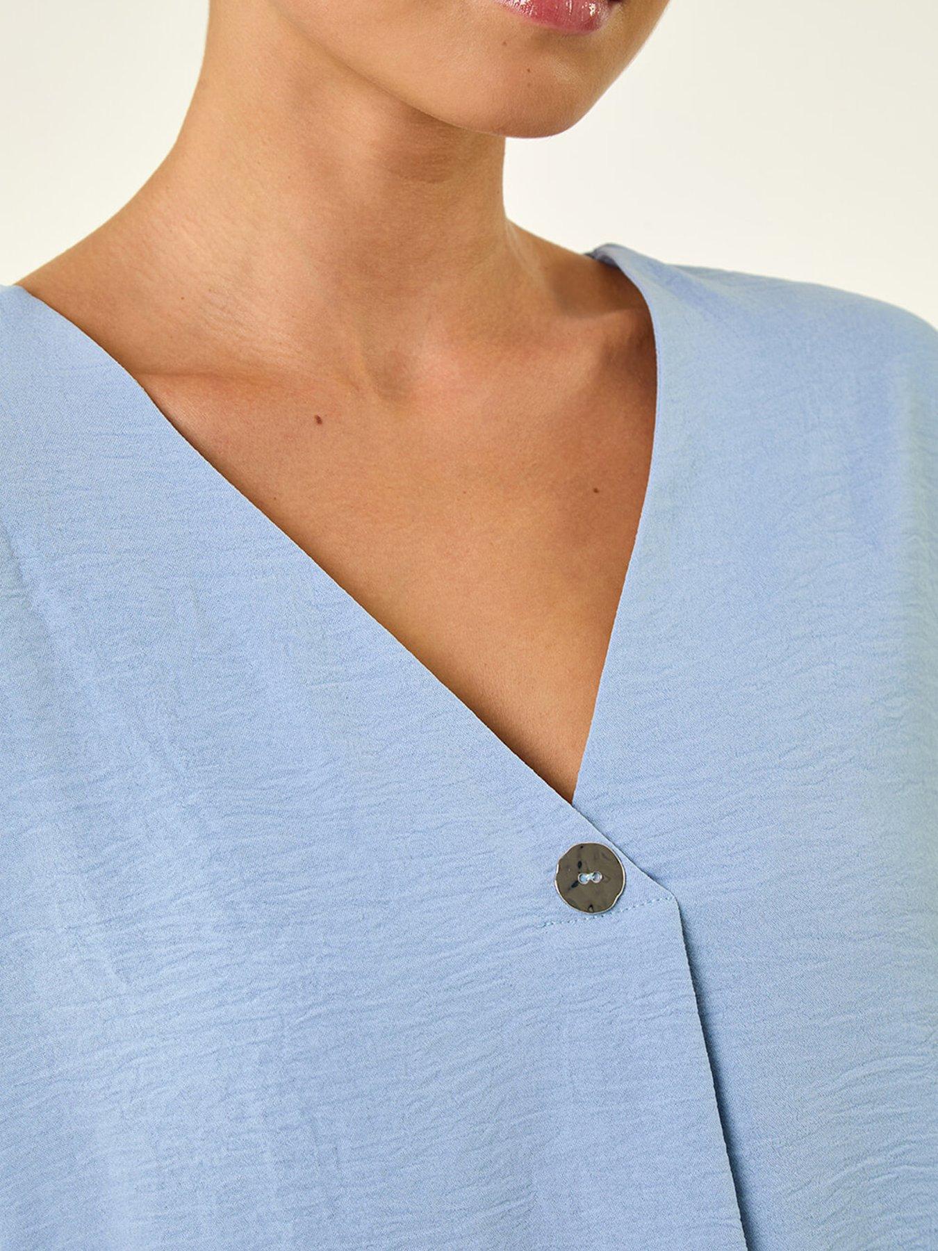 Image 5 of 5 of Roman Petite One Buttoned V-neck Top
