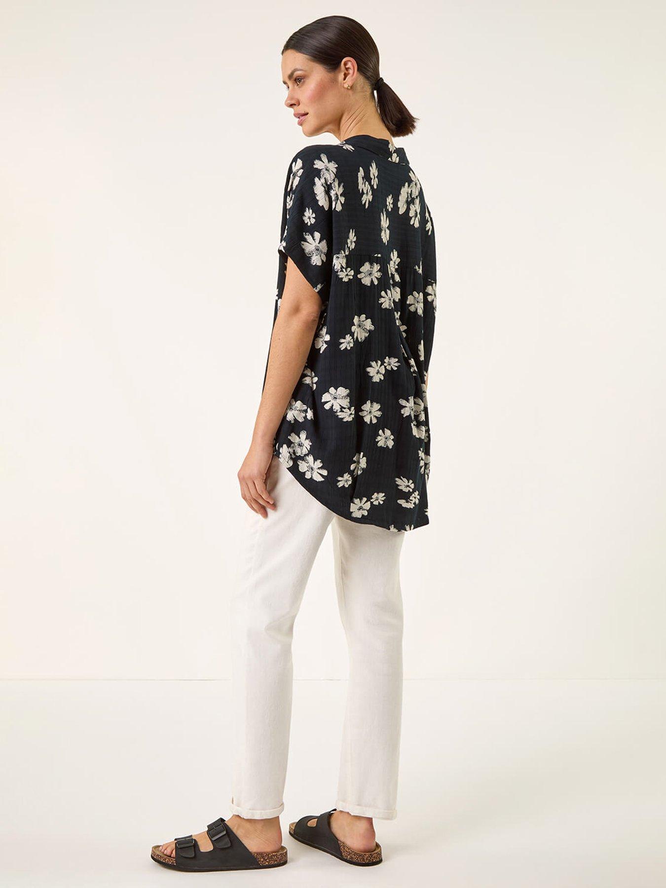  image of roman-floral-print-pleat-tunic-top