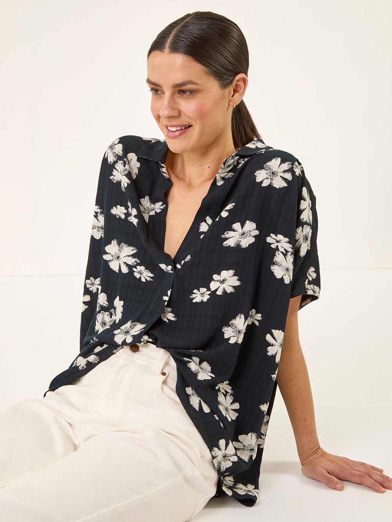  image of roman-floral-print-pleat-tunic-top