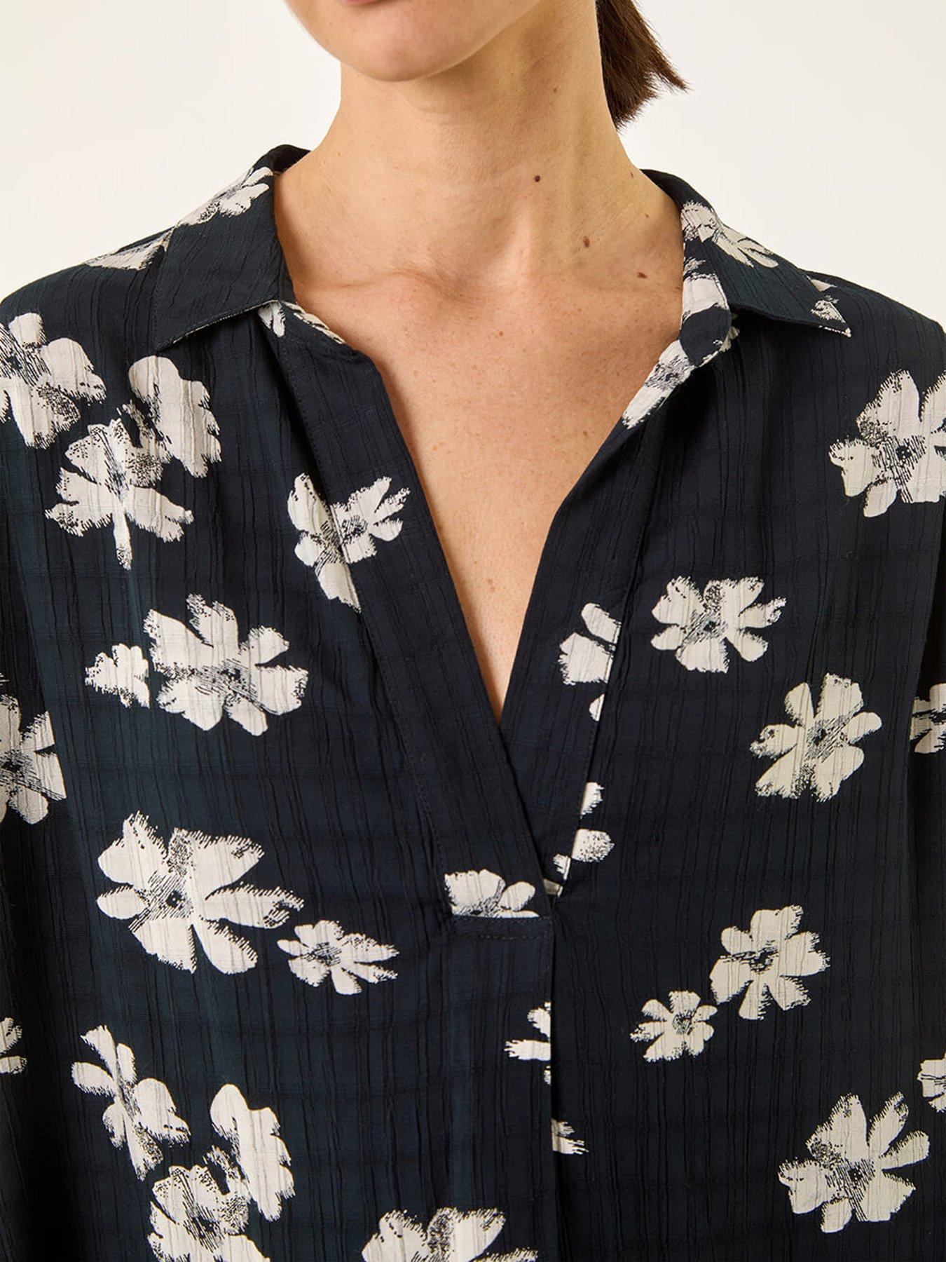  image of roman-floral-print-pleat-tunic-top