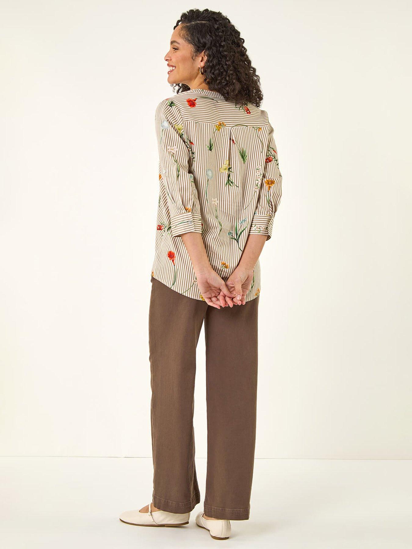 Image 2 of 5 of Roman Floral Stripe Pleated Top
