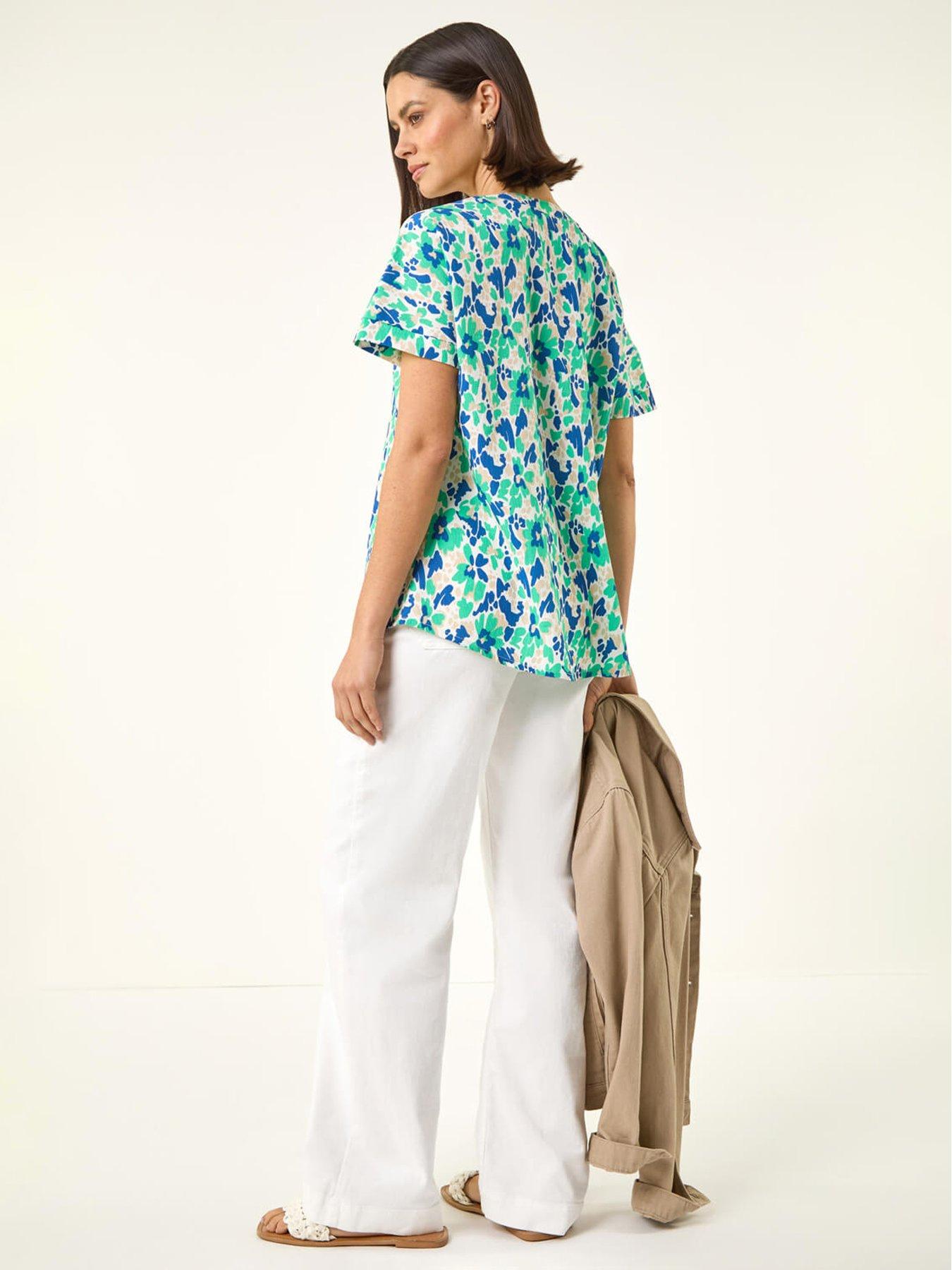 Image 2 of 5 of Roman Abstract Print Stretch Tunic Top
