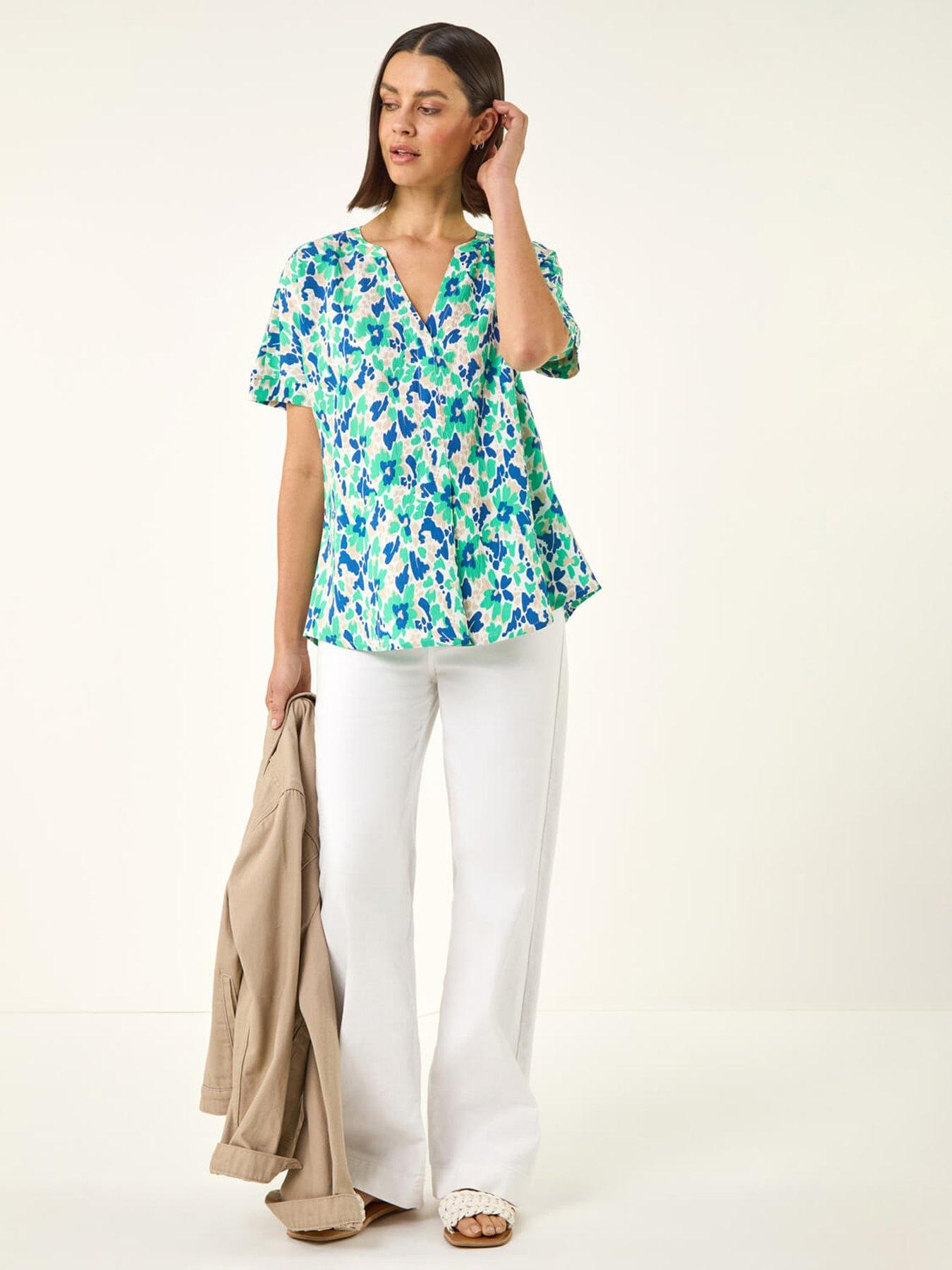 Image 3 of 5 of Roman Abstract Print Stretch Tunic Top