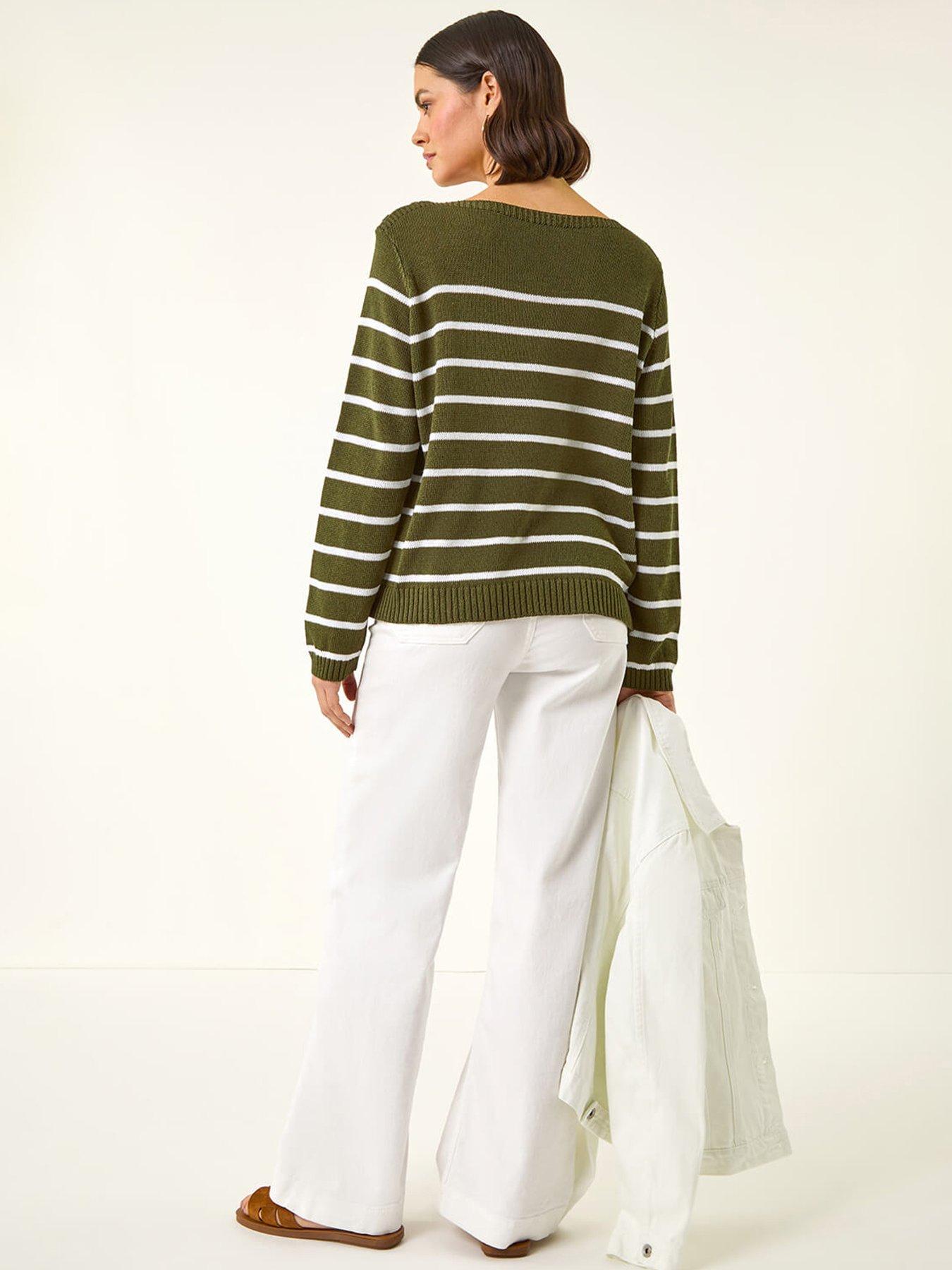 Image 2 of 5 of Roman Slash Neck Stripe Knit Jumper