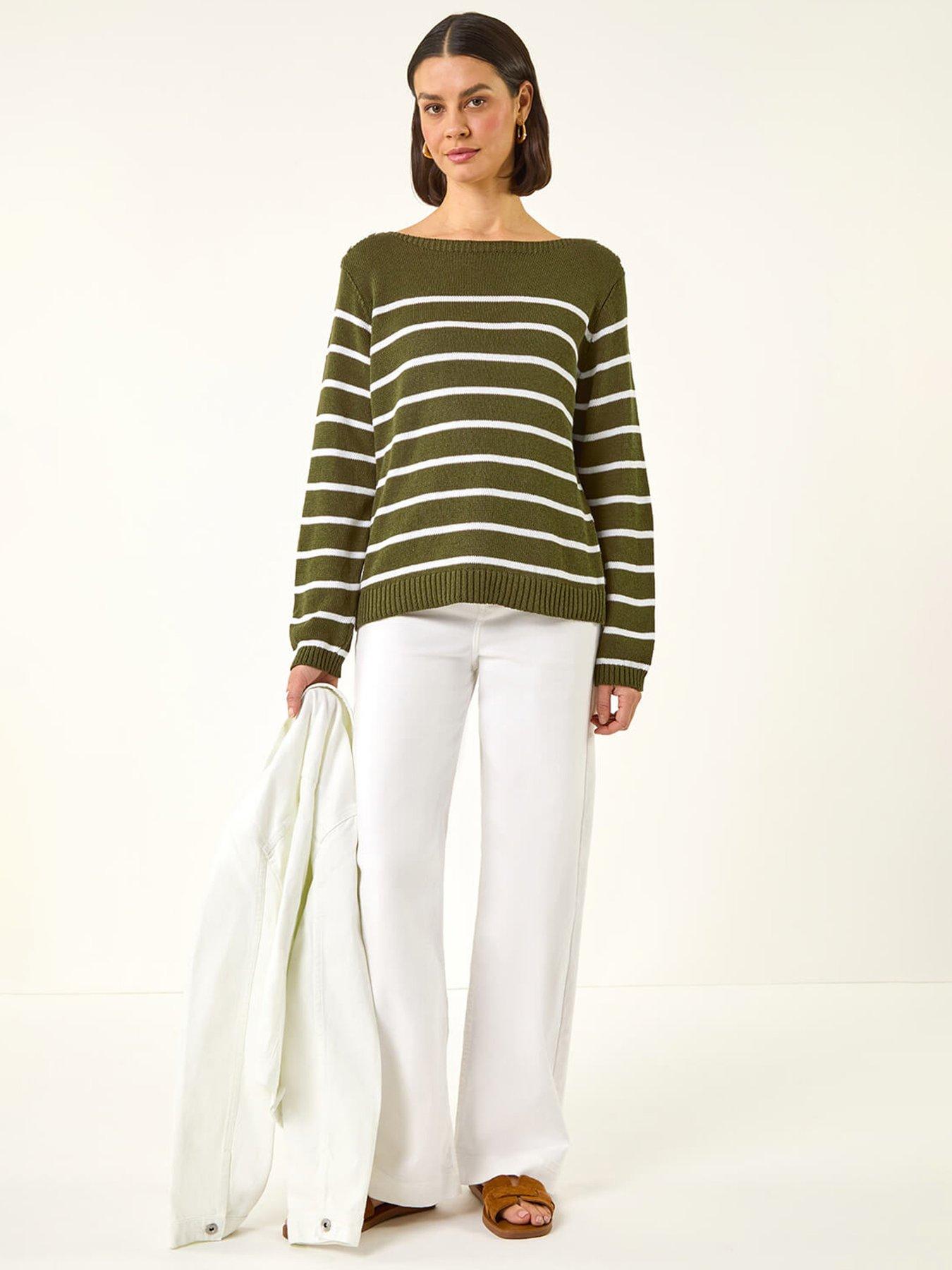 Image 3 of 5 of Roman Slash Neck Stripe Knit Jumper