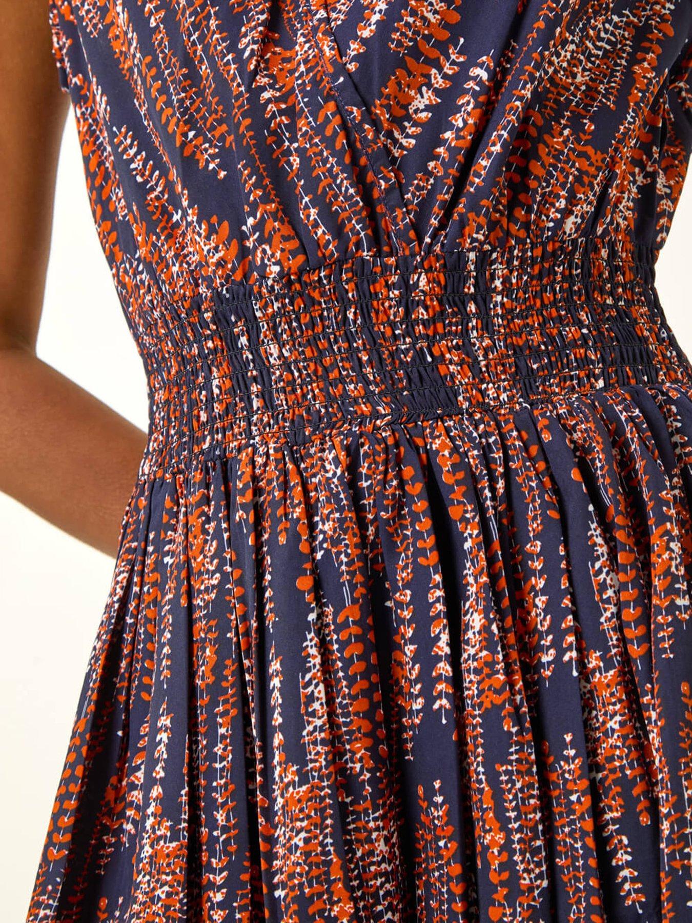  image of roman-leaf-print-wrap-midi-dress