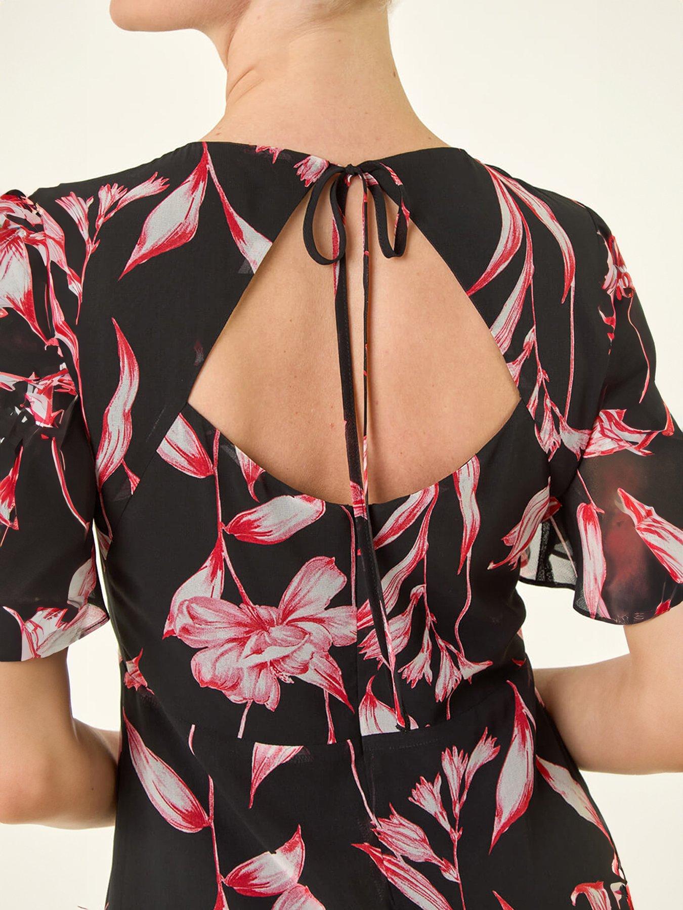  image of roman-floral-flutter-sleeve-dress