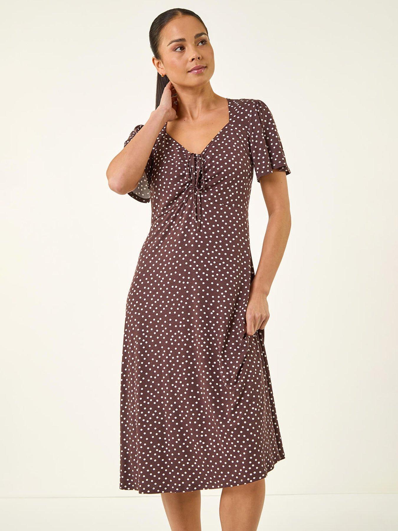 Roman Petite Spot Drawstring Midi Dress